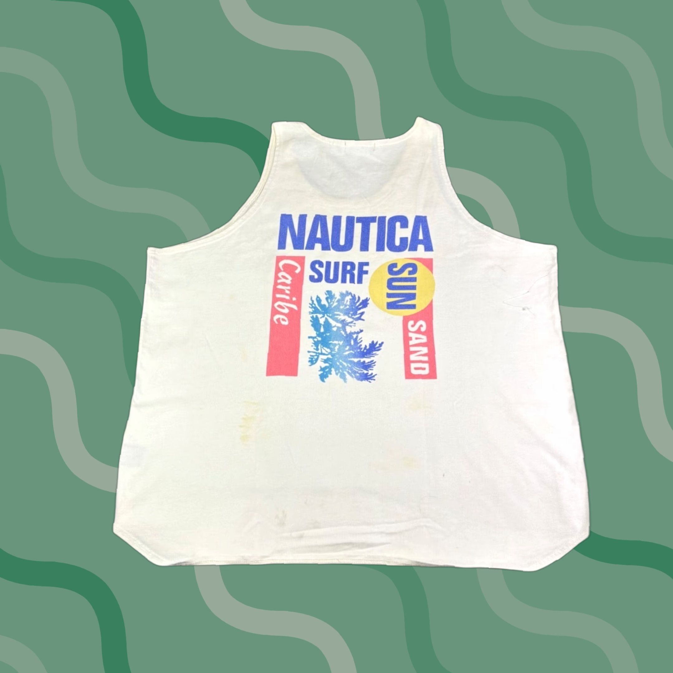 Nautica VINTAGE Nautica Tank Top Mens Sleeveless White Graphic Surf Beach 2XL Crew Neck Cotton Size US XXL / EU 58 / 5 - 1 Thumbnail