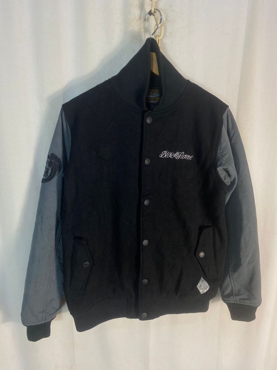 Japanese Brand Unisex🔥black flame embroidered logo varsity jacket Size US M / EU 48-50 / 2 - 13 Thumbnail