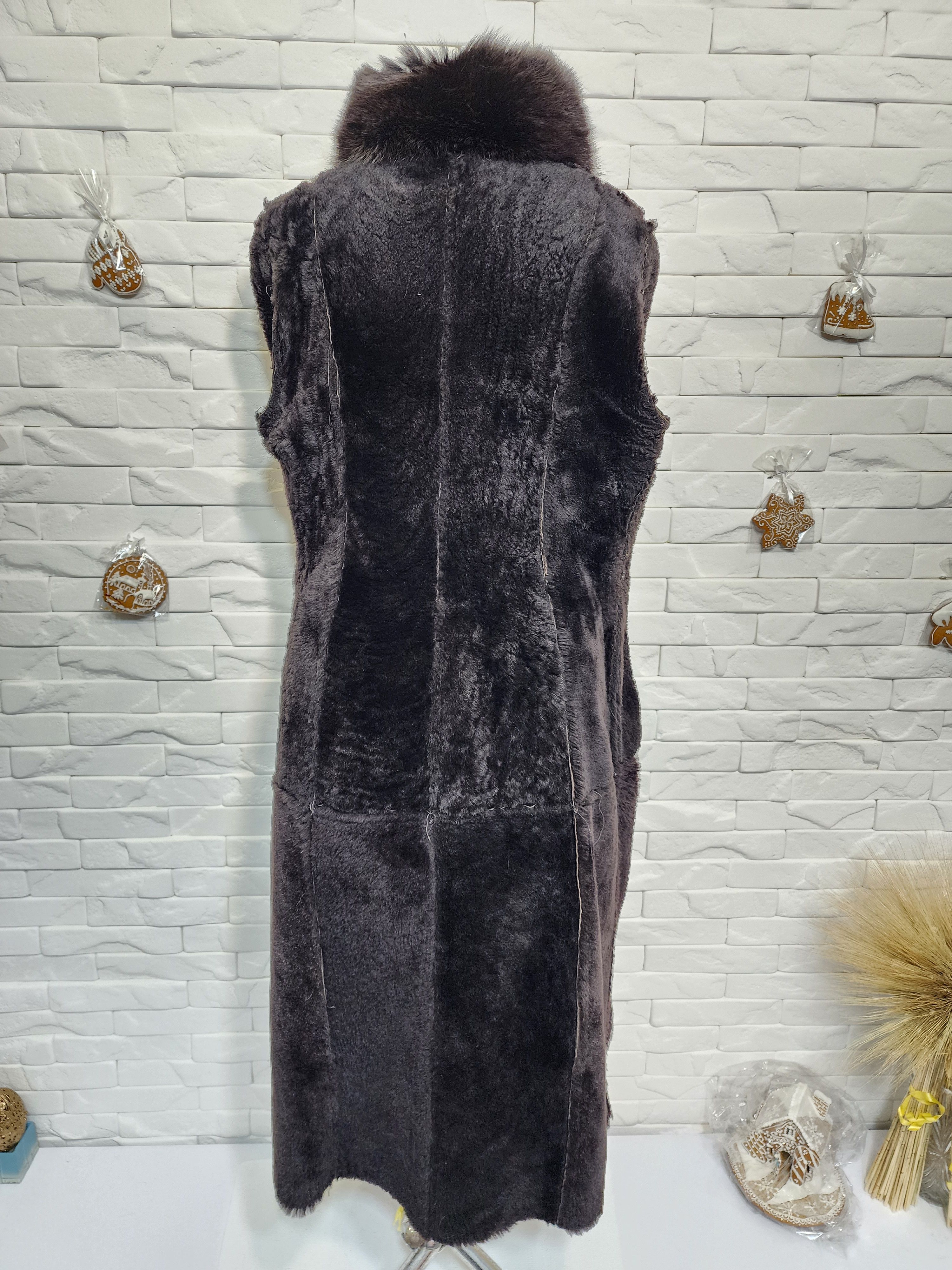 Furla Brown Sheepskin Coat: Vintage Leather Winter Outerwear Size XL / US 12-14 / IT 48-50 - 7 Thumbnail