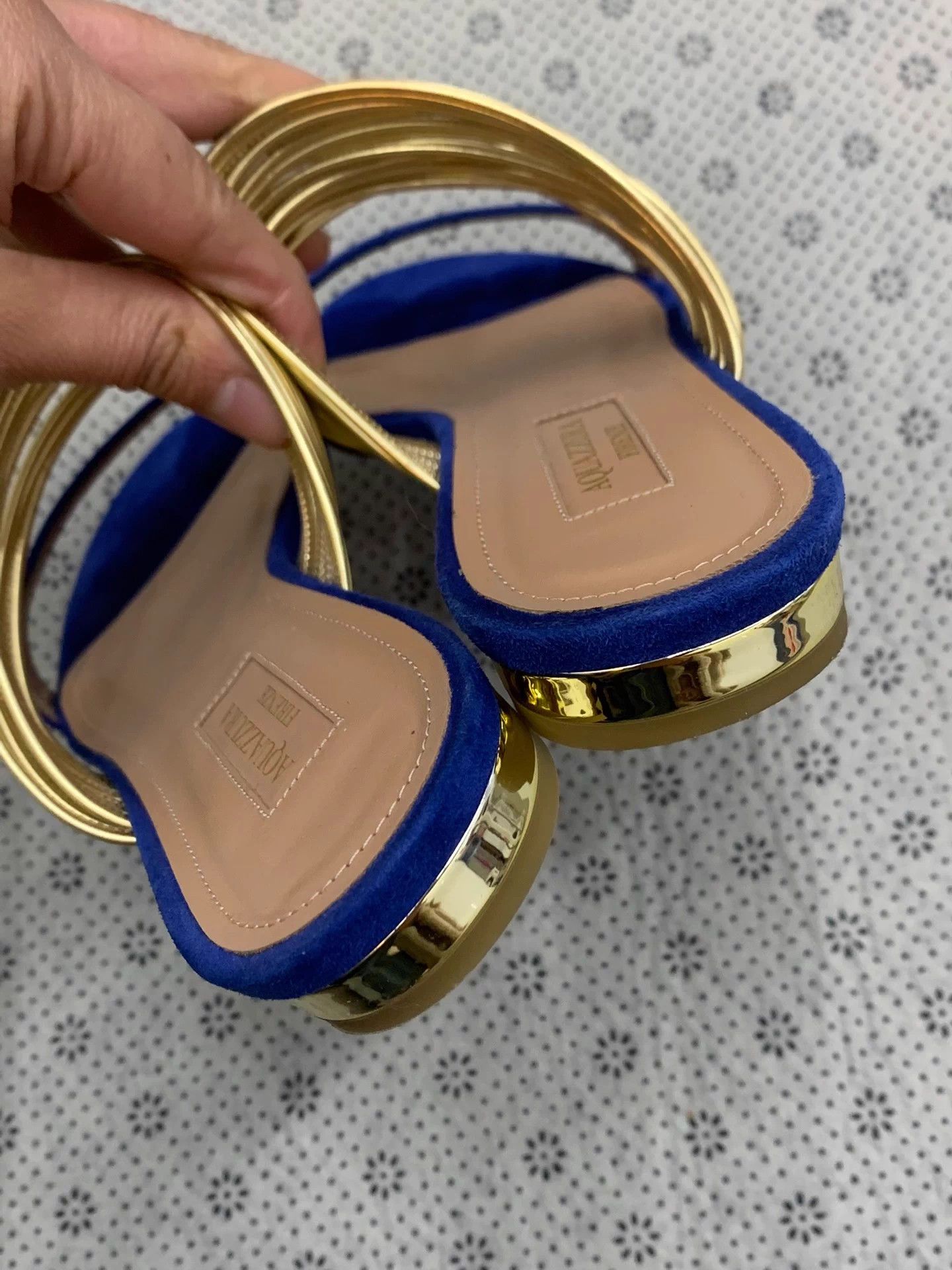 Aquazzura Aquazzura Golden Pineapple Blue Slippers Size 36 Size US 5 / IT 35 - 3 Thumbnail