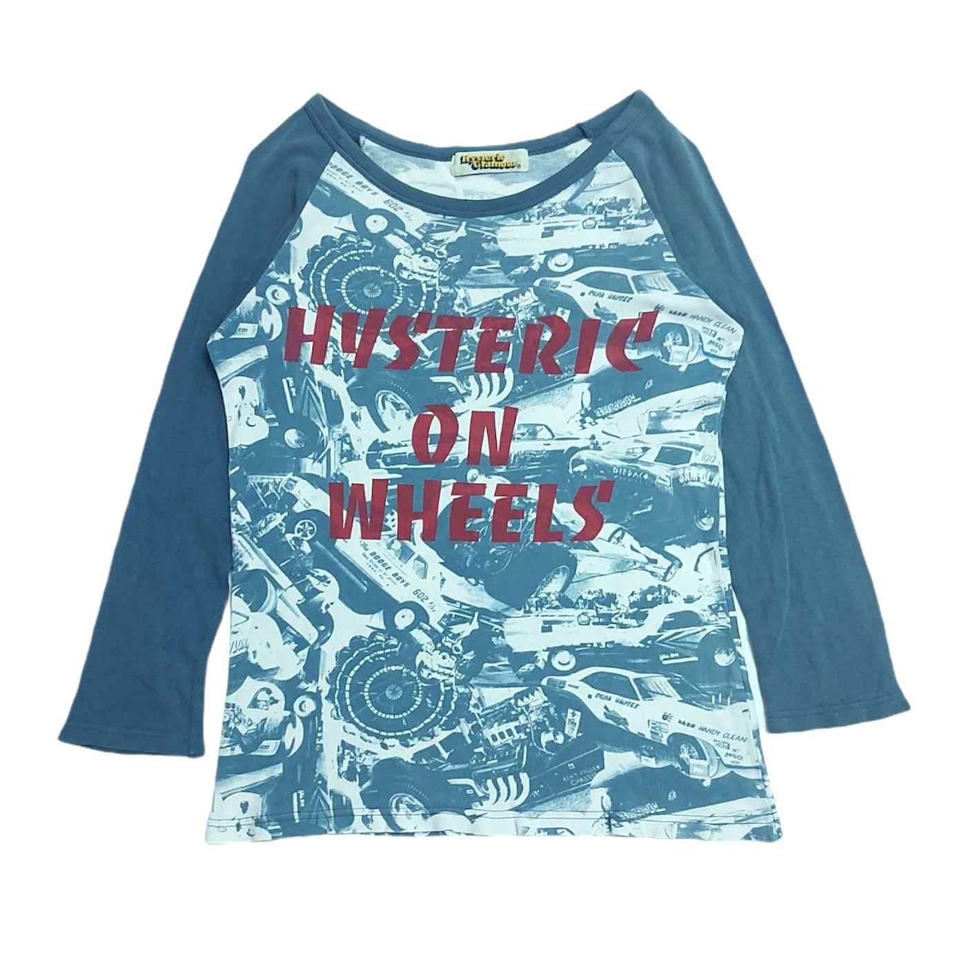 image of Vintage Hysteric Glamour "hysteric On Wheels" Raglan in Blue, Women's (Size Small)