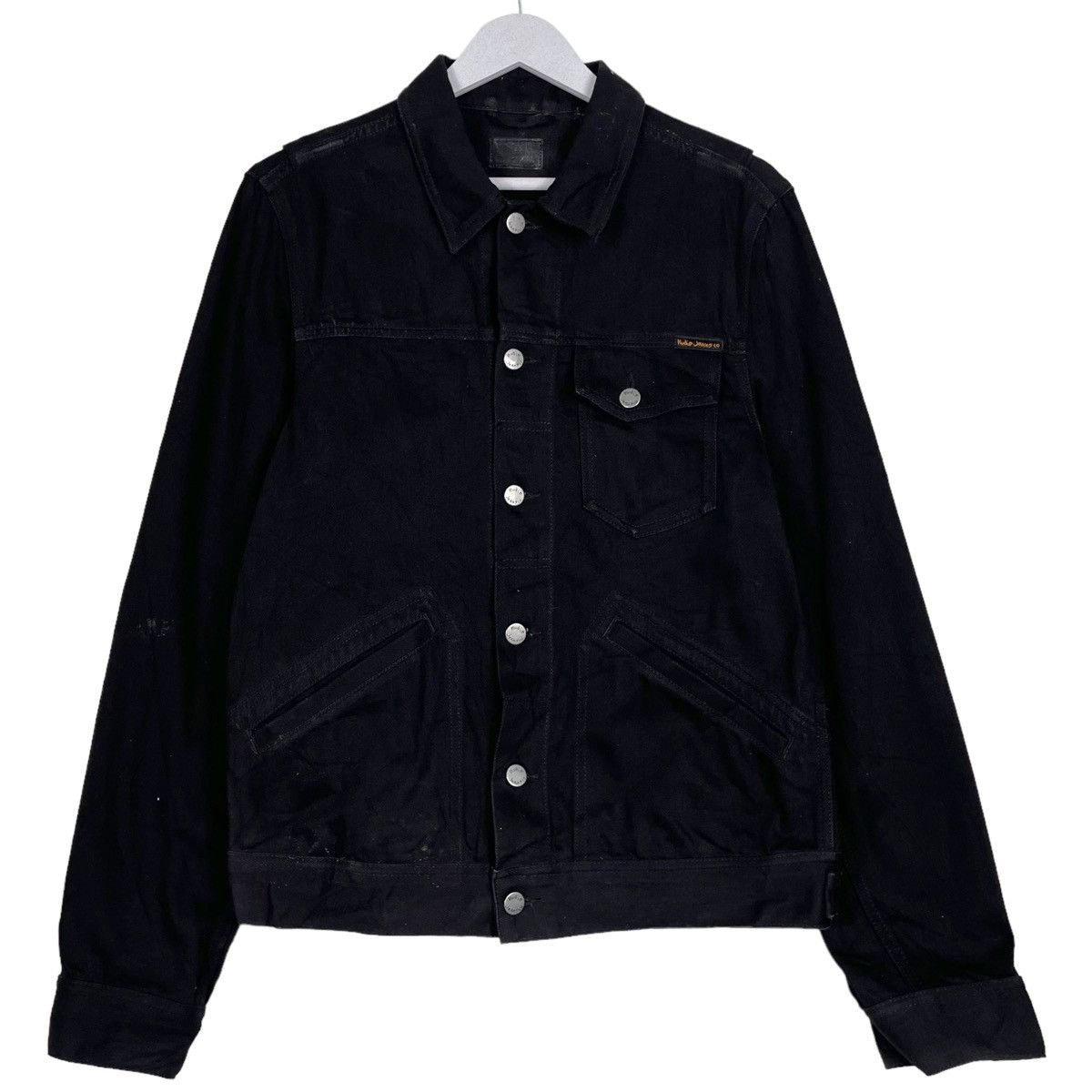 ジャケット・アウター Nudie Jeans PERRY ORG. BACK 2 BLACK S Nudie Jeans Nudie Jeans Perry Org, Back 2 Black denim waxed jacket