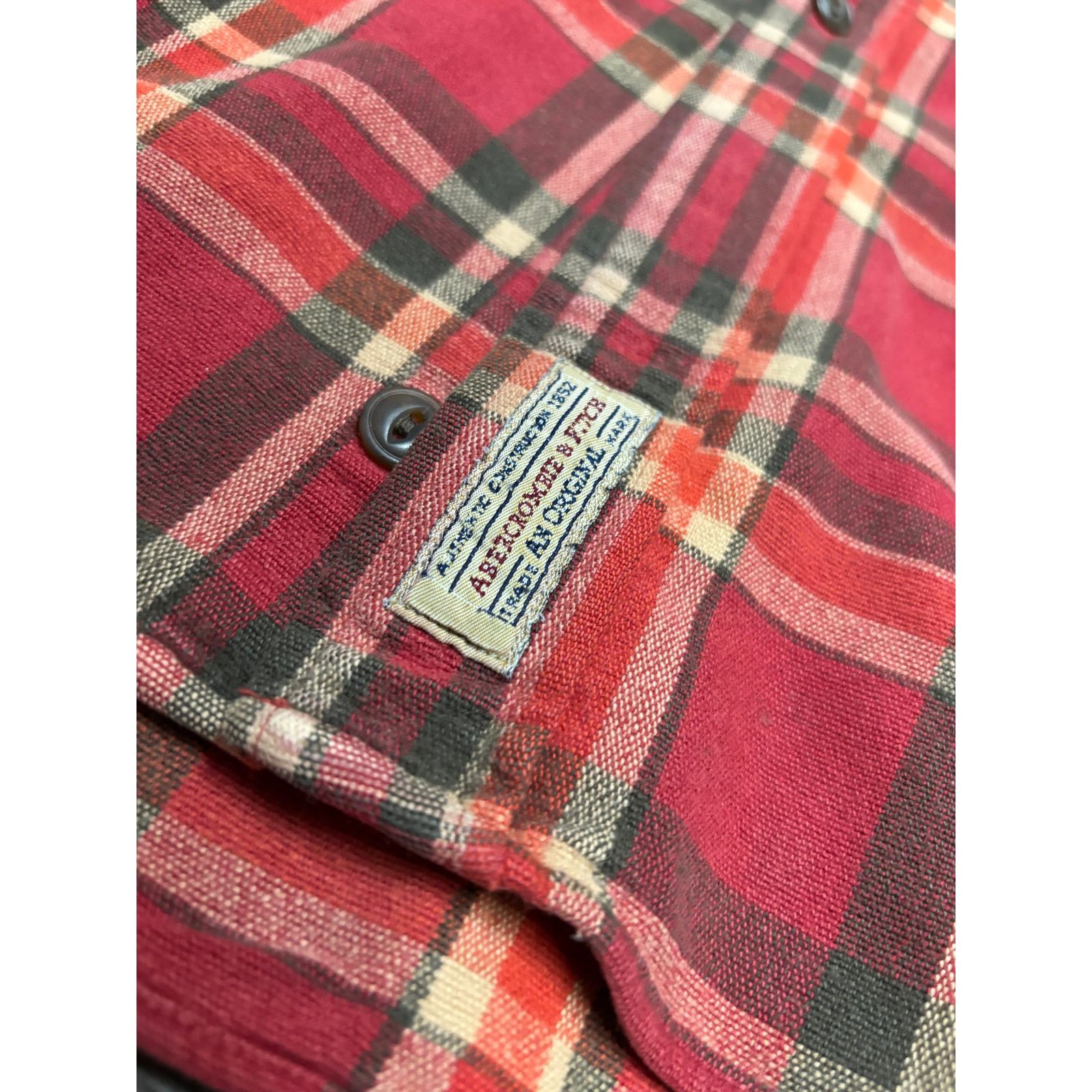Abercrombie & Fitch × Vintage VTG Abercrombie & Fitch Flannel Button Lined Shirt Sz L Red Size US L / EU 52-54 / 3 - 4 Thumbnail