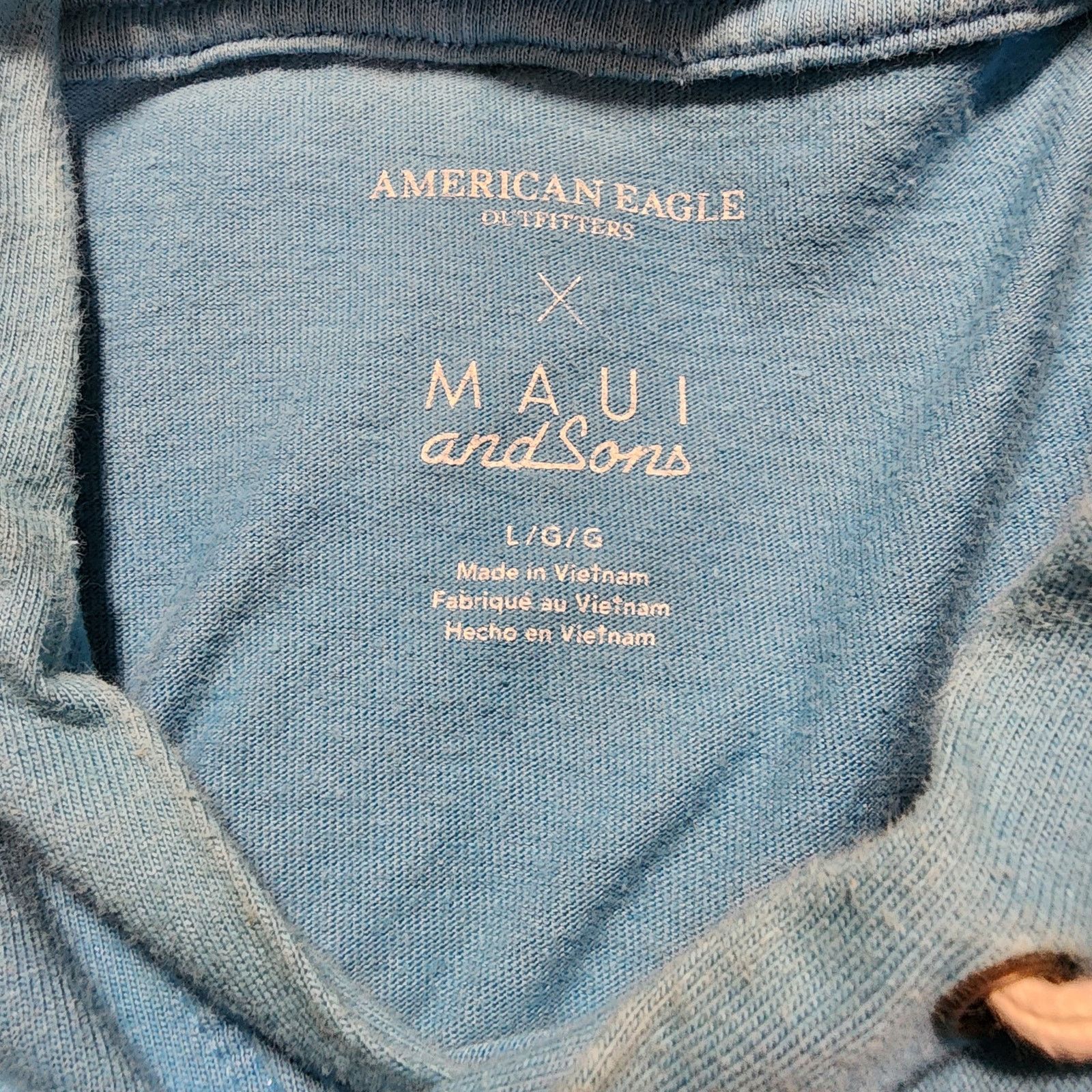 American Eagle Outfitters AE Maui & Sons Hooded long sleeve tshirt light blue SzL 2347 Size US L / EU 52-54 / 3 - 3 Thumbnail