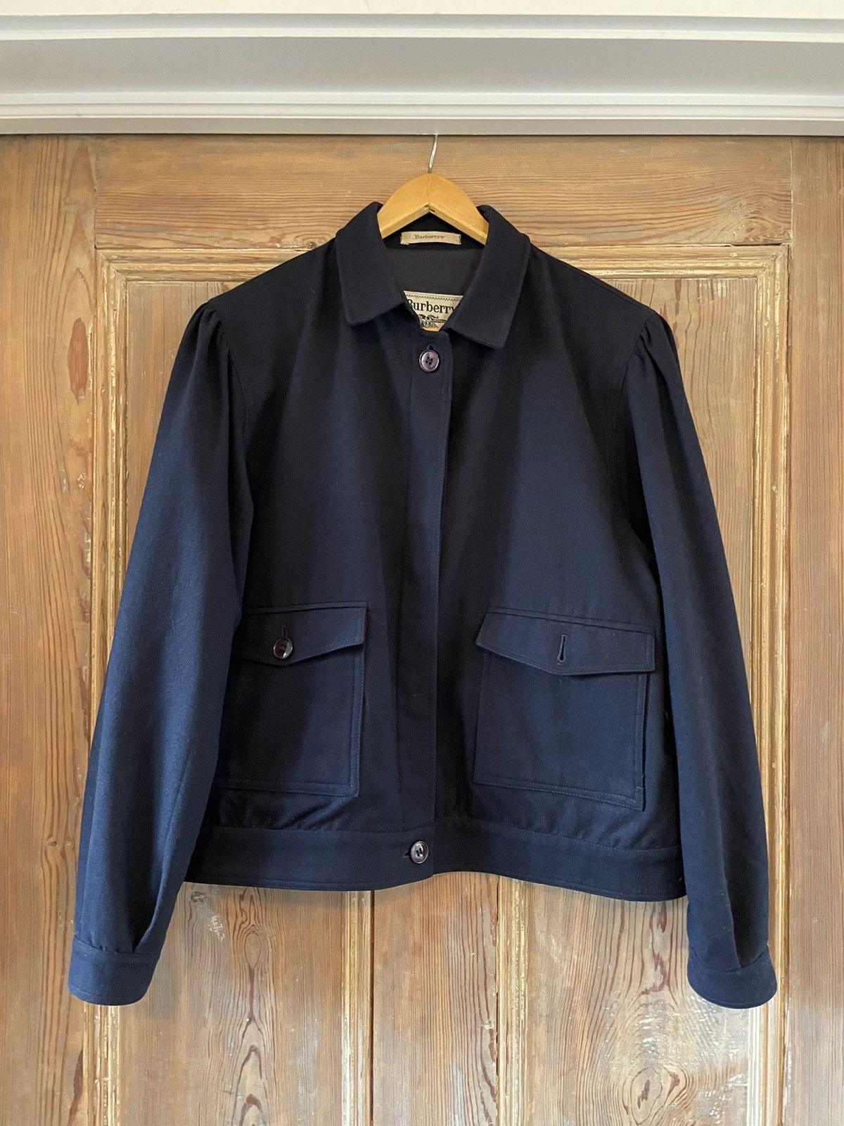 Image of Burberry Vintage Wool Jacket in Blue, Men's (Size Small)