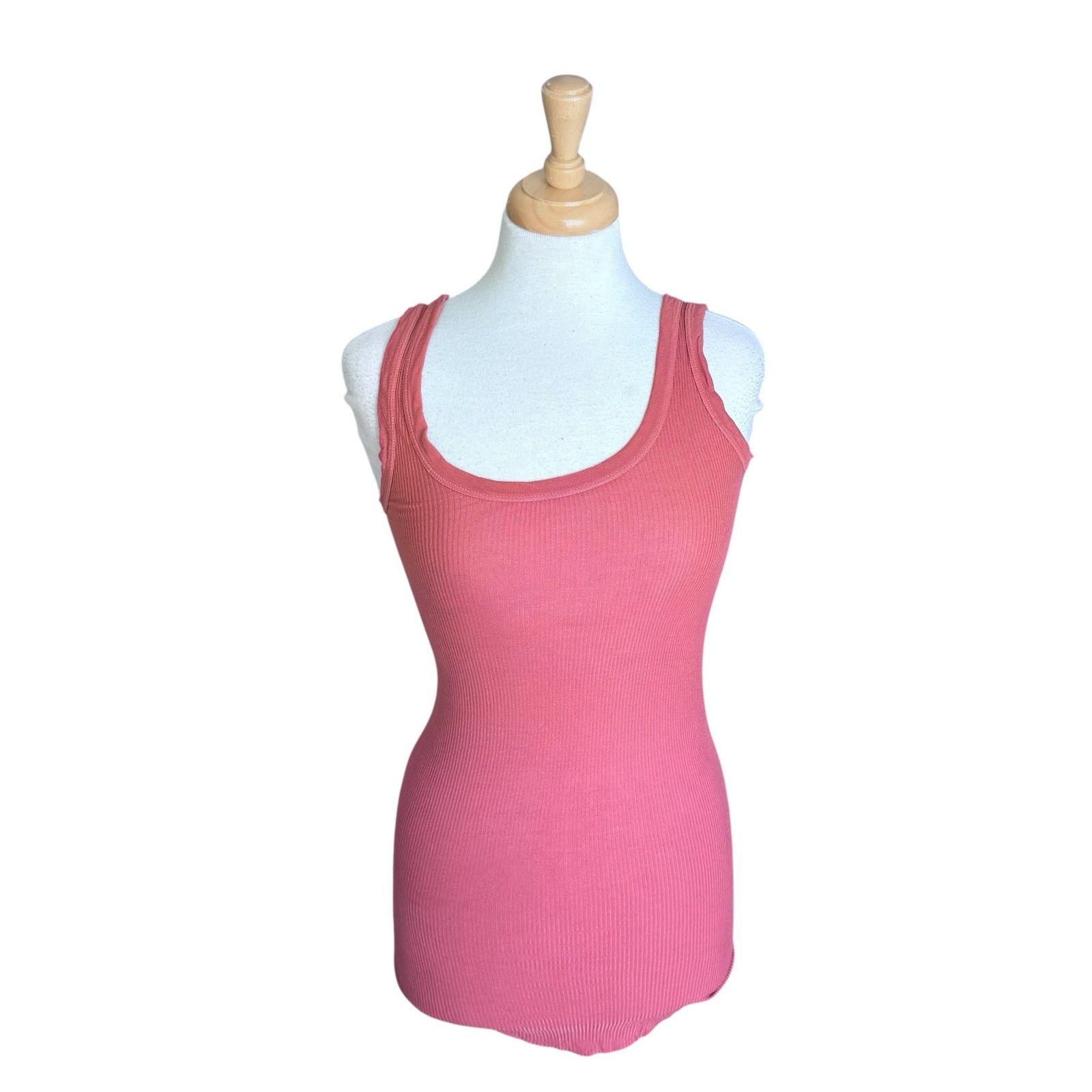 Enza Costa ENZA COSTA Ribbed Long Sleeveless Tank Top Apricot Small Size S / US 4 / IT 40 - 1 Thumbnail
