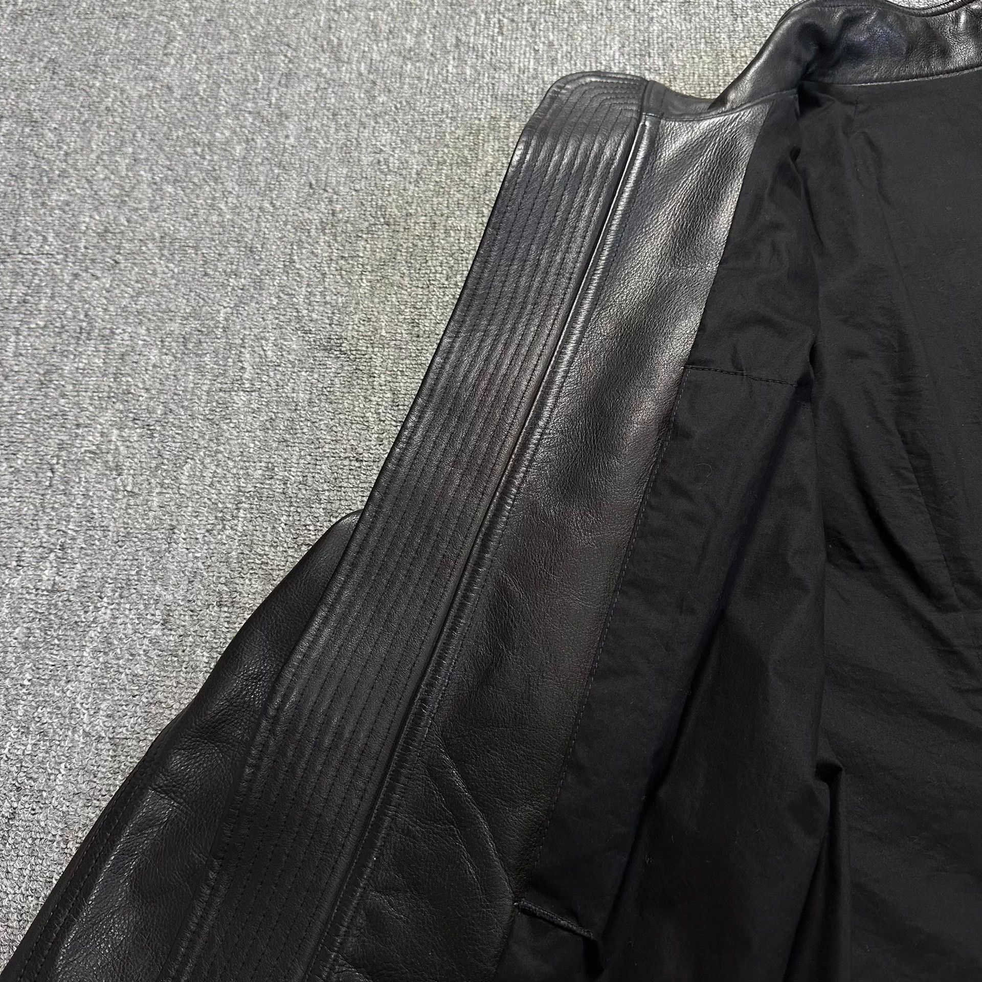 Rick Owens Rick Owens RO Black Stand Collar Leather Jacket Size US XL / EU 56 / 4 - 5 Thumbnail