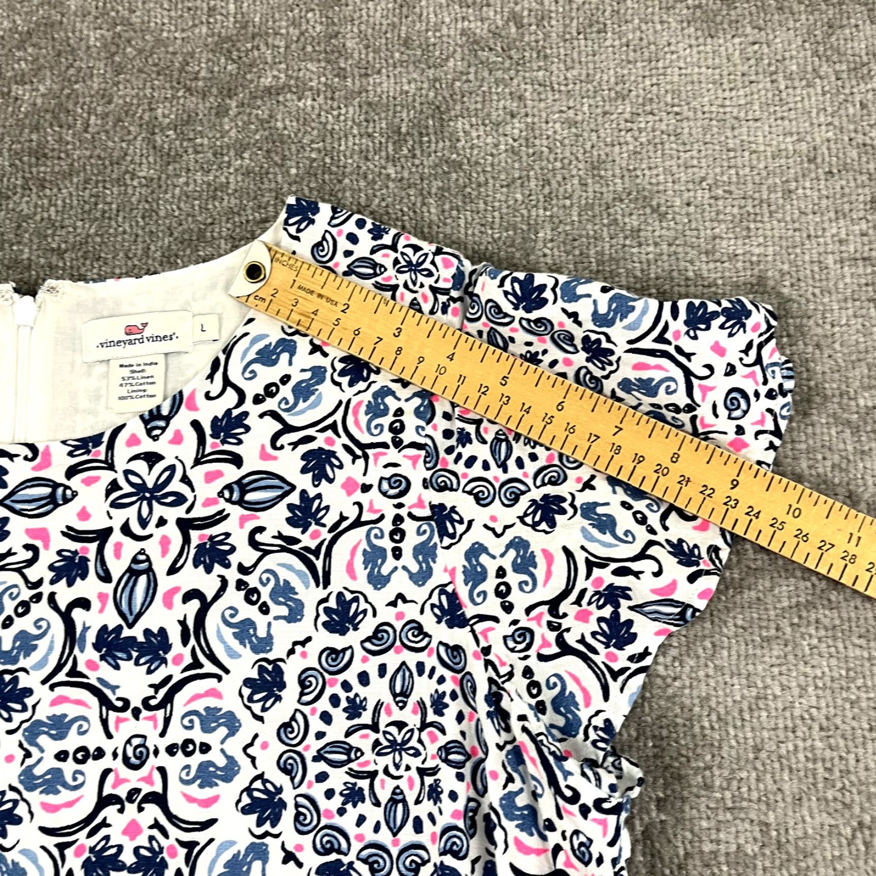 Vineyard Vines Vineyard Vines Women's Dress Large Abstract Shell Seahorse Linen Blend Beach Casual Party Summer Size L / US 10 / IT 46 - 6 Thumbnail