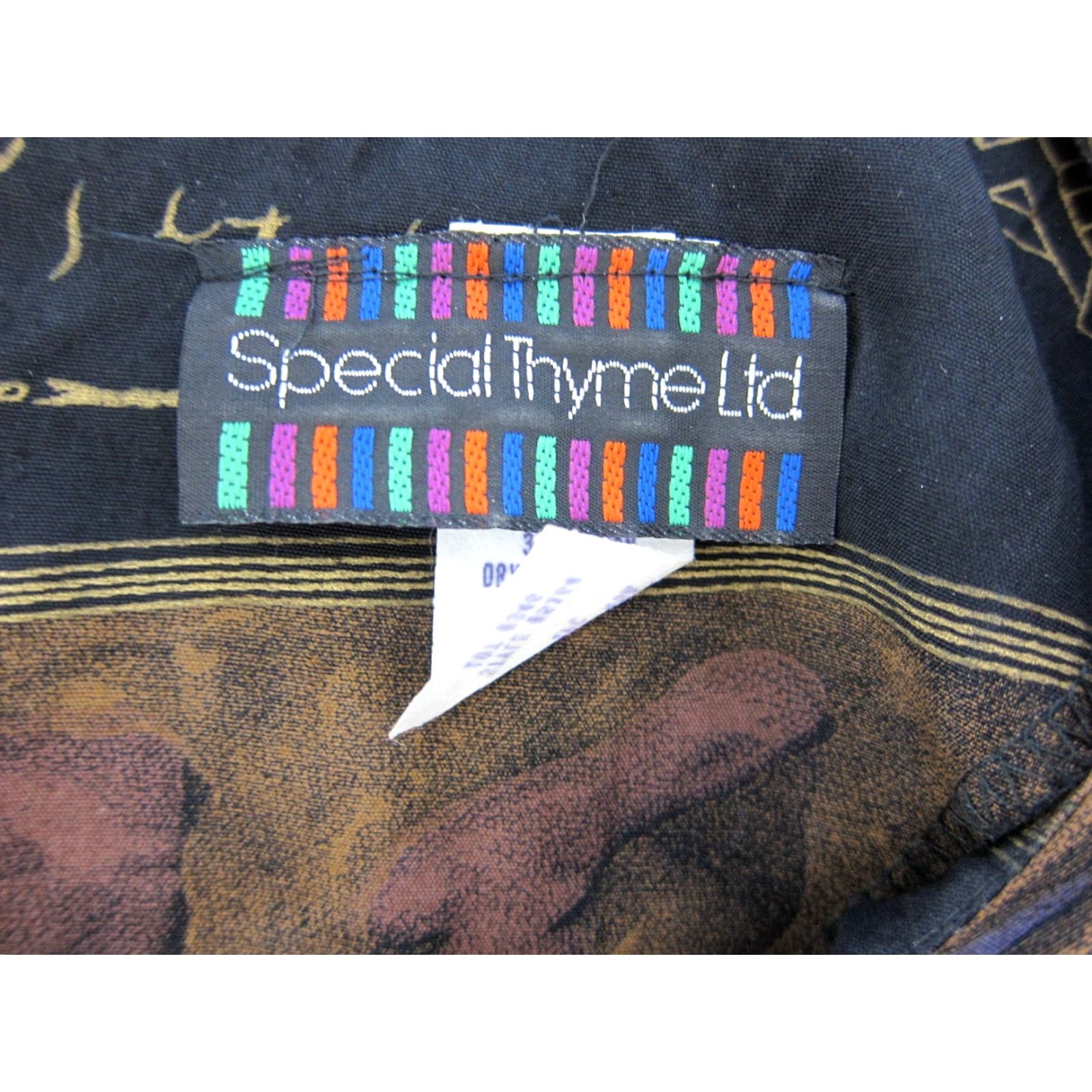 Vintage VTG Special Thyme Ltd. Black Brown Purple Art Long Sleeve Midi Tunic Dress 24W Size 4XL / US 24-26 - 3 Thumbnail