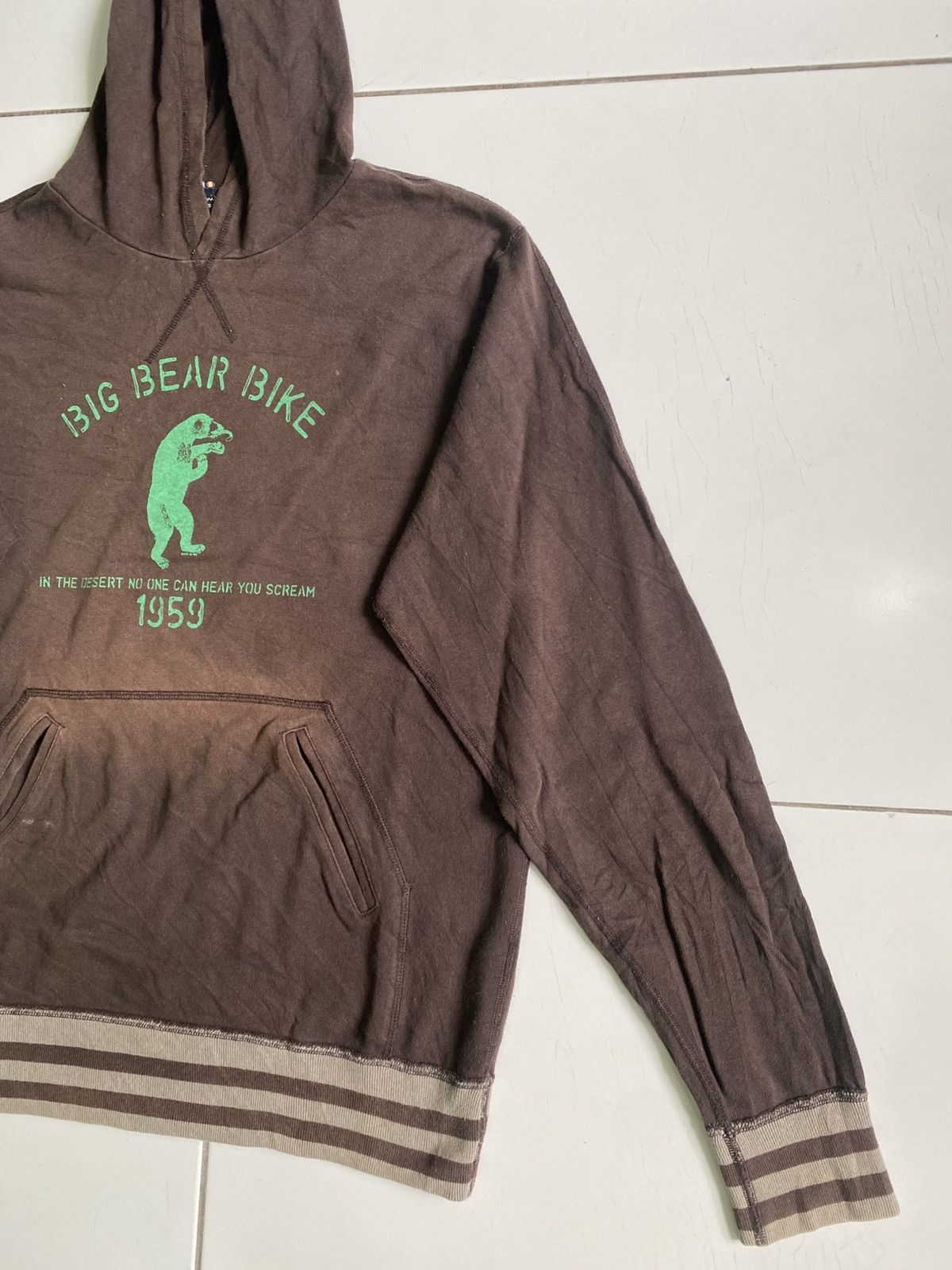 Paul Smith × Vintage Paul Smith Jeans BIG BEAR BIKE FADED DARK BROWN HOODIE Size US L / EU 52-54 / 3 - 3 Thumbnail
