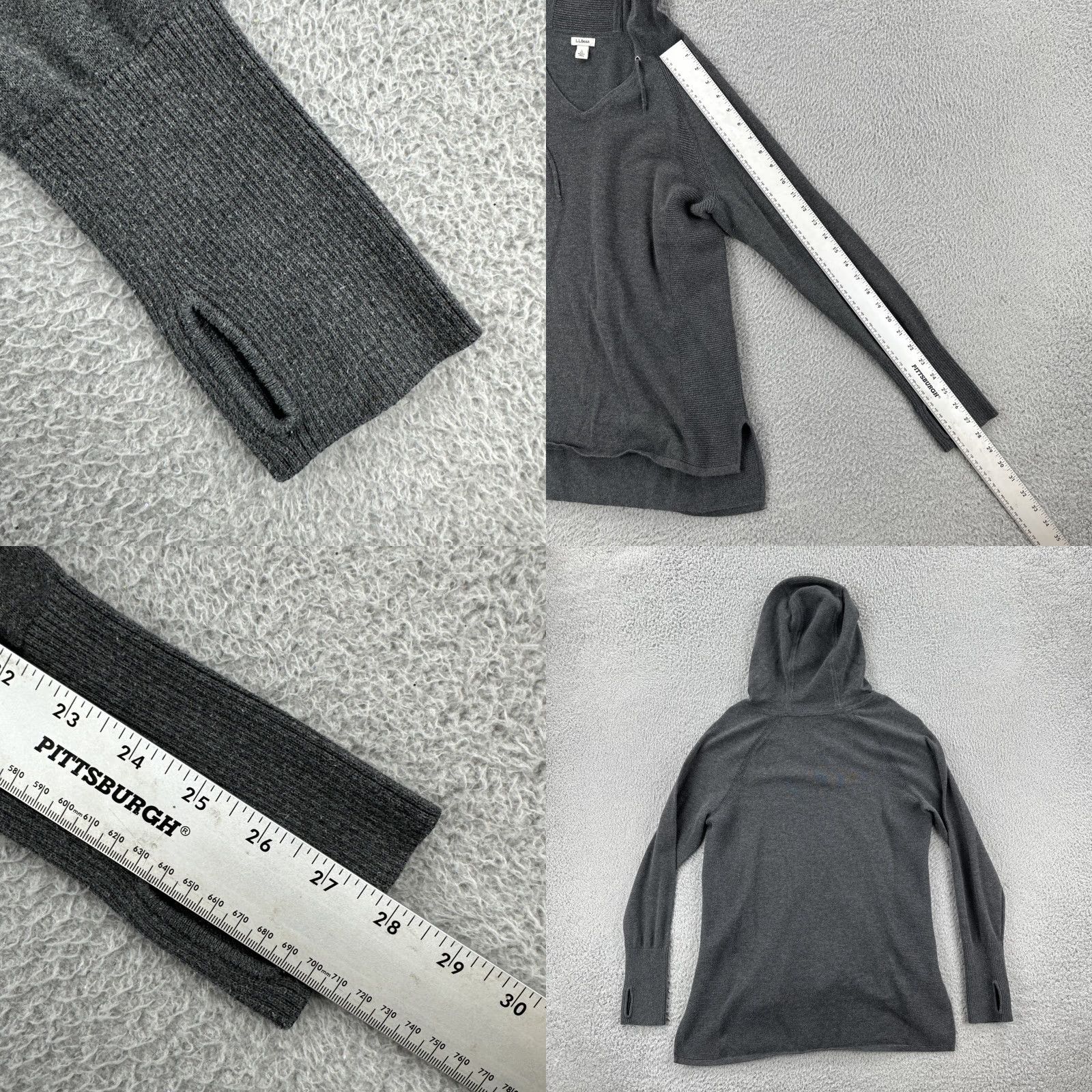 Vintage VINTAGE L.L. Bean Women Hoodie Gray Knit Thumb Hole Sleeves Regular Fit Pullover Activewear Size L / US 10 / IT 46 - 9 Thumbnail