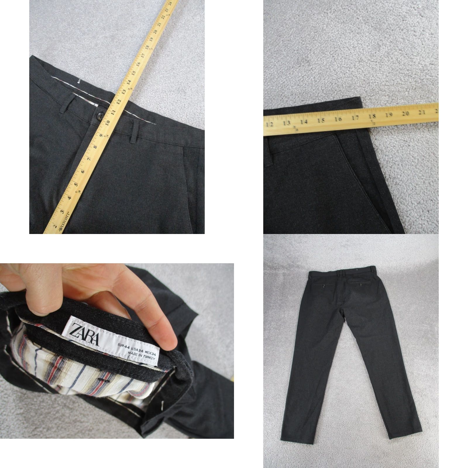 Zara Zara Pants Mens 34 Gray Taper Leg 29" Dress Pants Preppy Regular Knit Flat Front Zip 29" Inseam Mens Pants Gray, 34, Tapered Leg Size US 34 / EU 50 - 8 Thumbnail