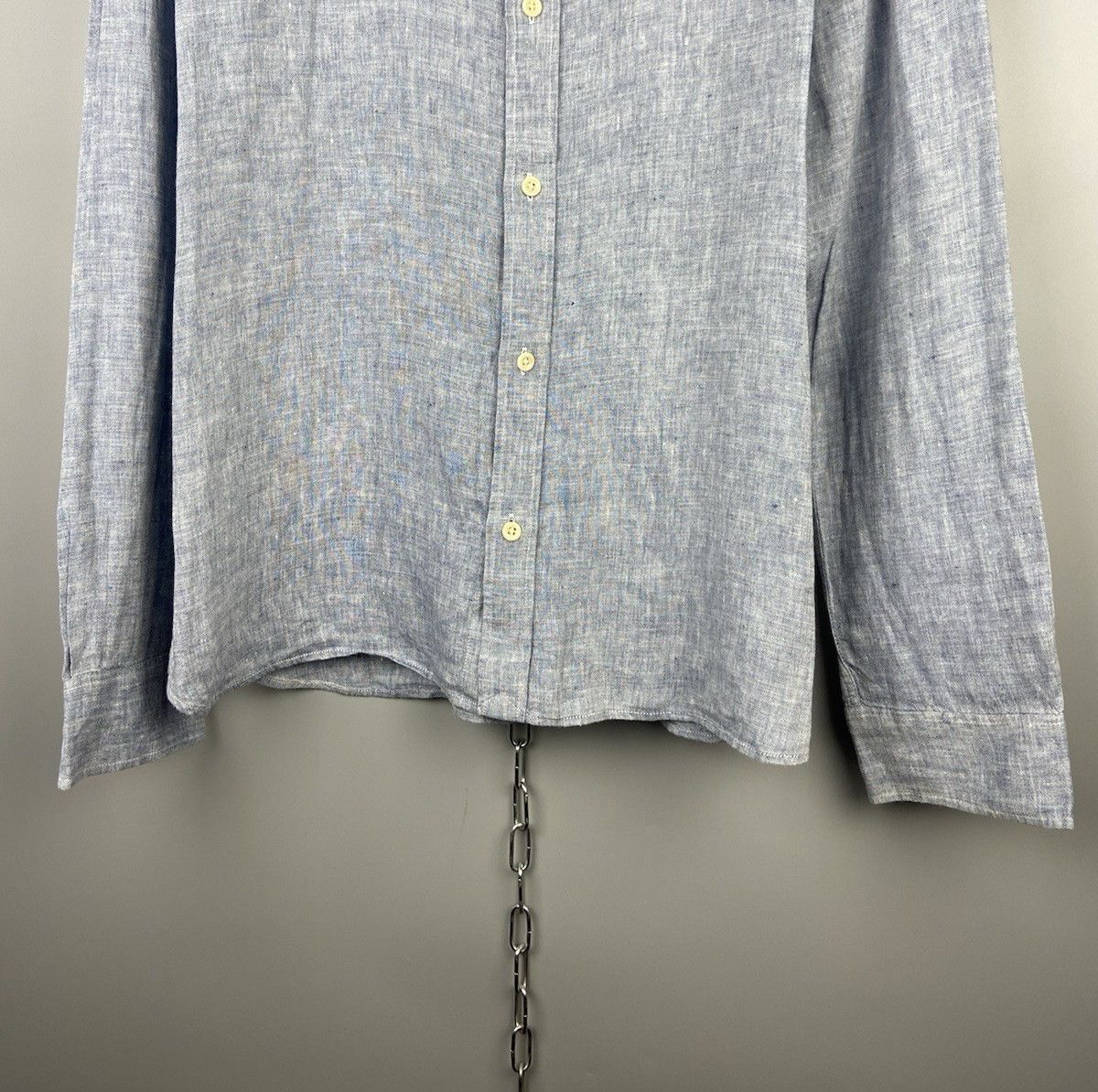 Allsaints Allsaints Linen Button Blue Casual Reaper Shirt Size US L / EU 52-54 / 3 - 3 Thumbnail