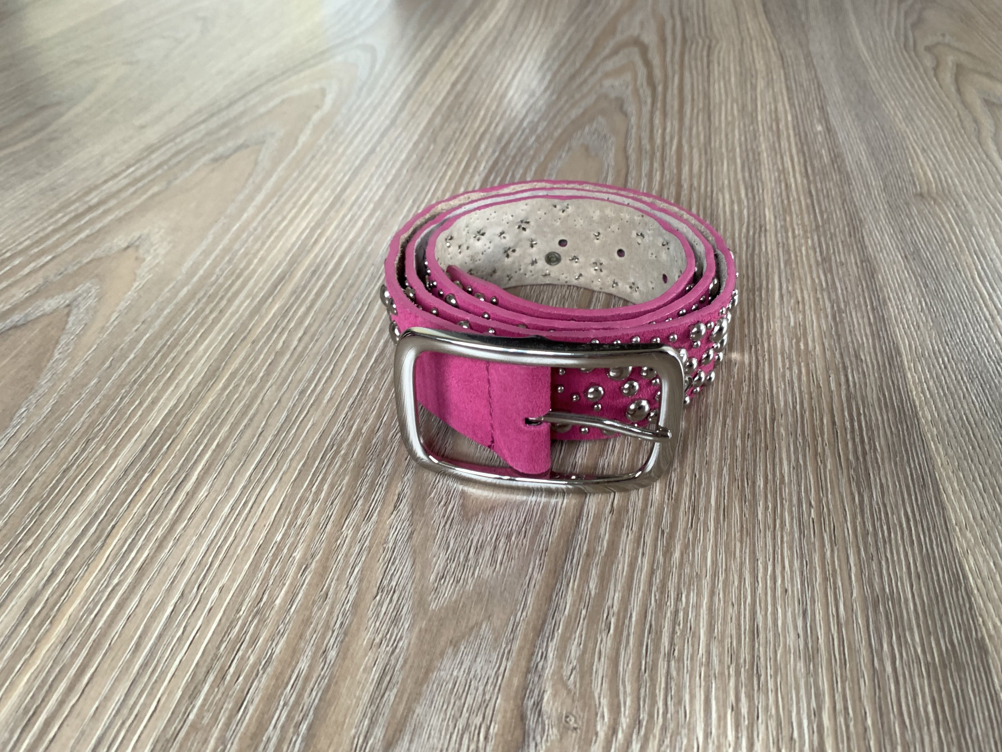 Pink Studded Y2K Punk Glam Genuine Leather Belt