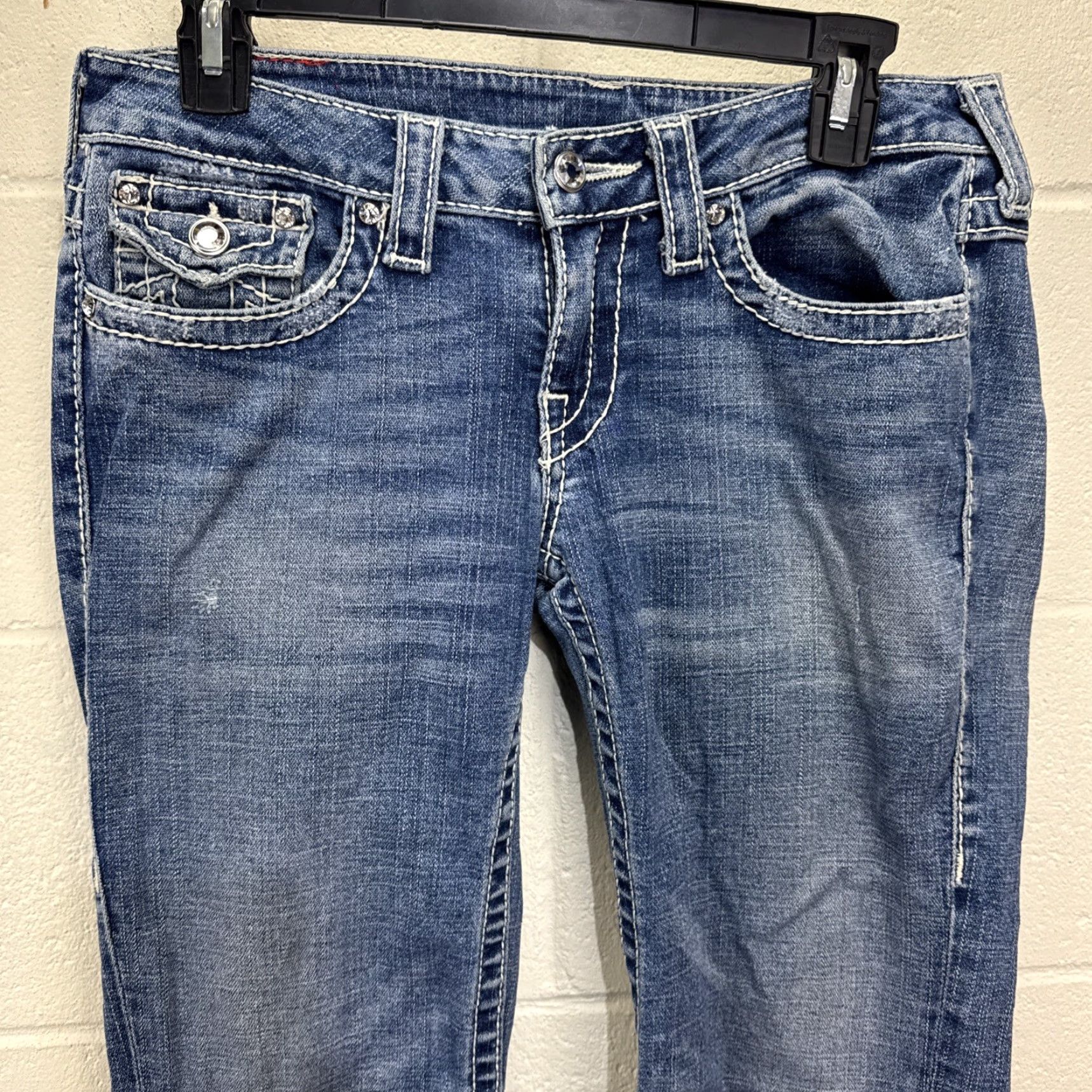 True Religion True Religion Women's Jeans Size 29 Blue Distressed Flared Denim Low Rise Size 29" - 4 Thumbnail