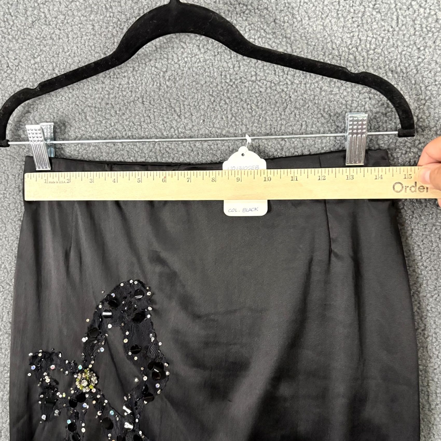Vintage VINTAGE Mandalay Skirt 6 Satin Sequin Lace Bead Fairy Floral Midi Black Polyester Size 28" / US 6 / IT 42 - 7 Thumbnail