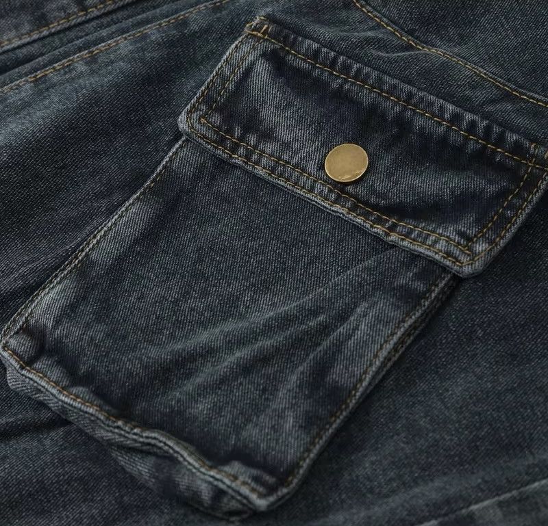 Jean × Vintage Retro Style Large Pocket Straight-leg Jean Size 31" - 9 Thumbnail
