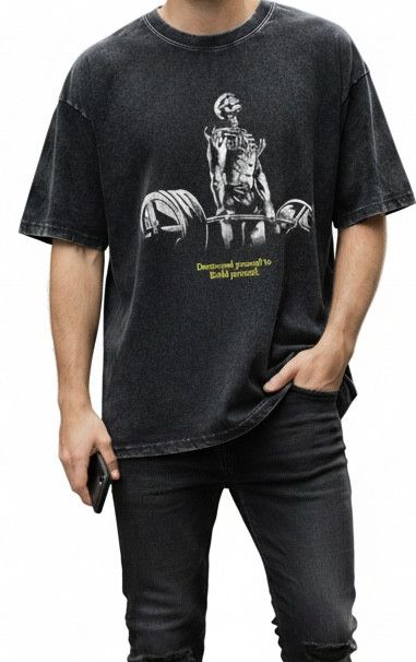 Other Y2K Streetwear Skeleton Gym Quote Print Washed T-Shirt Size US XXL / EU 58 / 5 - 2 Thumbnail