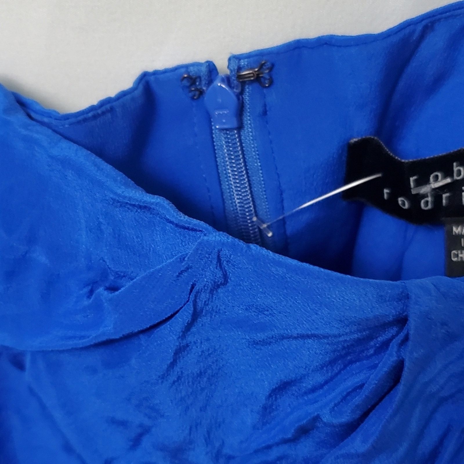 Robert Rodriguez Robert Rodriguez Royal Blue Silk One-Shoulder Cocktail Dress Size L / US 10 / IT 46 - 7 Thumbnail