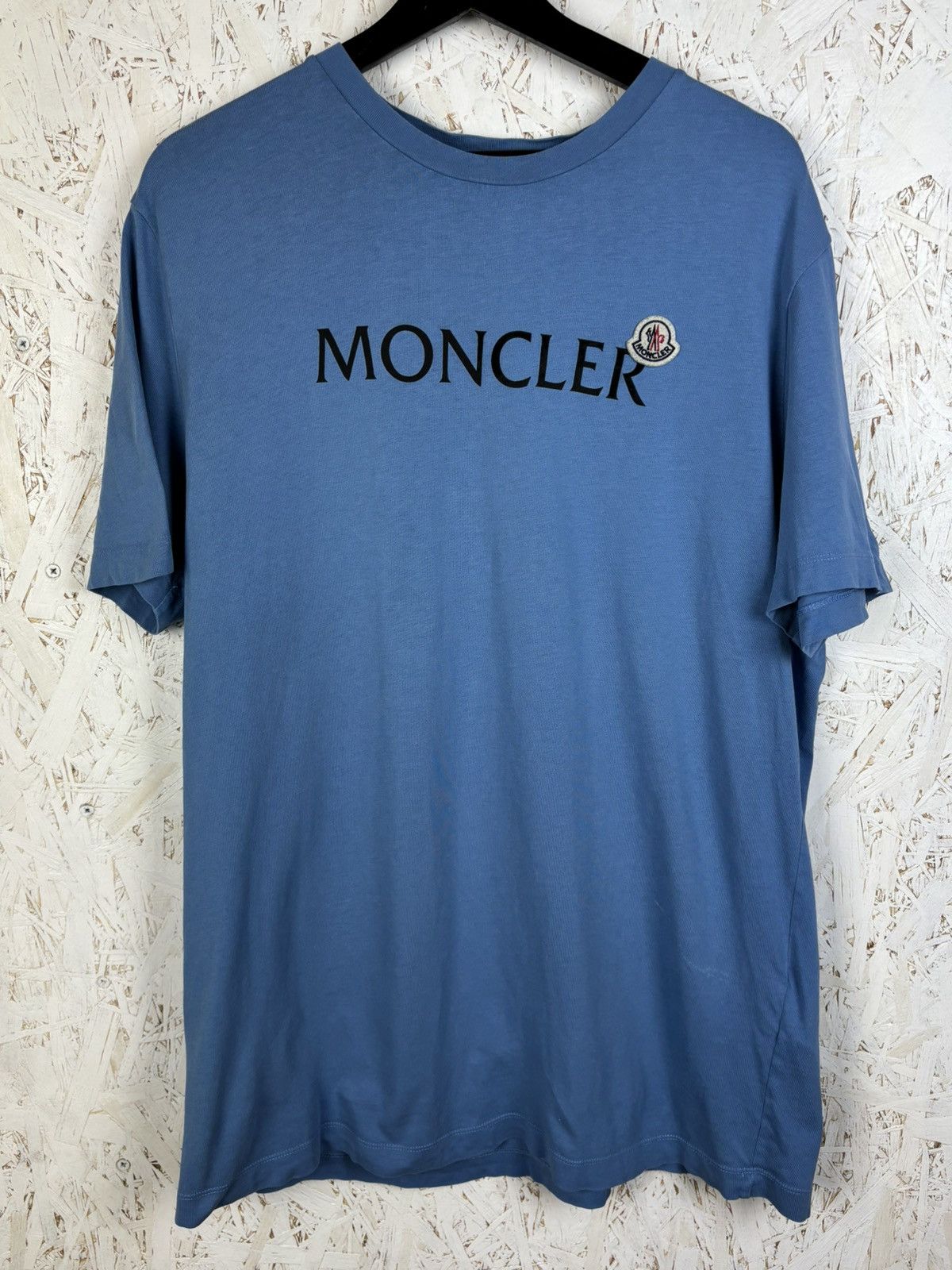 Moncler Moncler Blue Flocked T-Shirt Cobalt Blue XL Size US XL / EU 56 / 4 - 1 Thumbnail