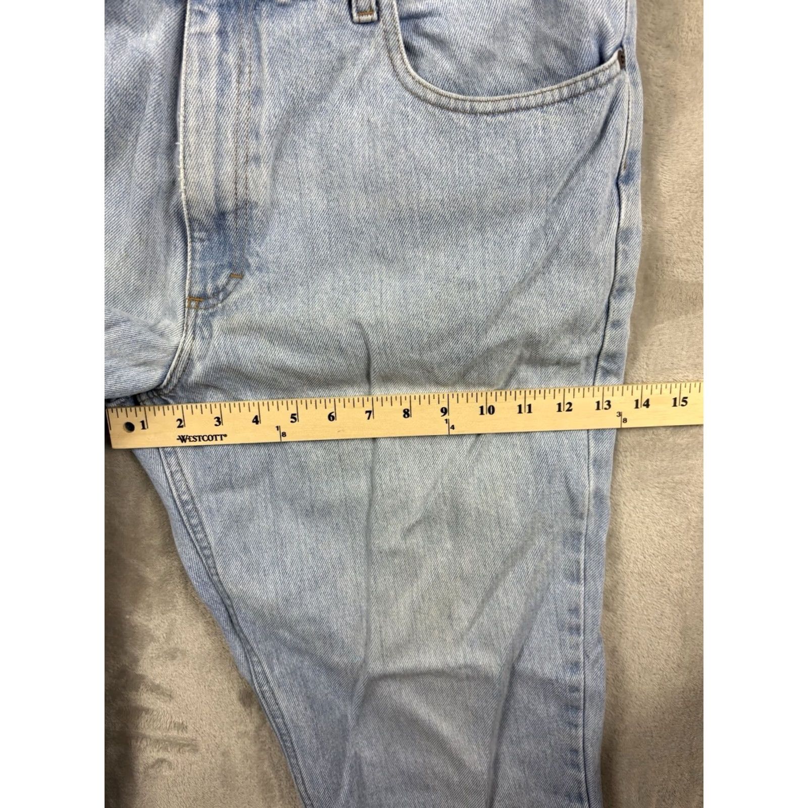 Denime LL Bean Jeans Mens Classic Fit Straight Leg Light Wash Denim 37x32 Blue Cotton Denim Regular Inseam 32 Mens Jeans Size US 37 - 5 Thumbnail