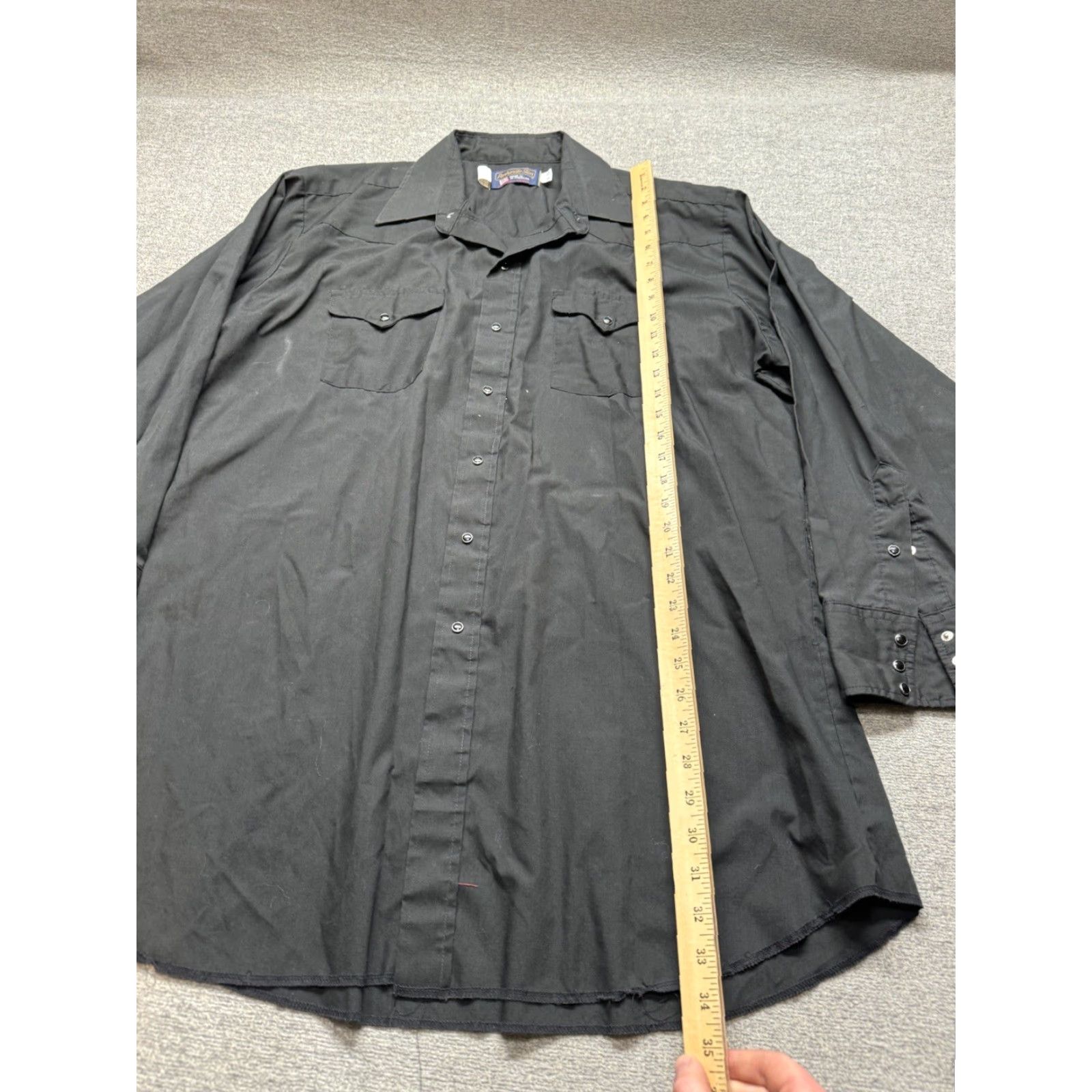 Vintage Roughstock Panhandle Slim Pearl Snap Shirt Mens 18-35 Western Black Size US XXL / EU 58 / 5 - 6 Thumbnail