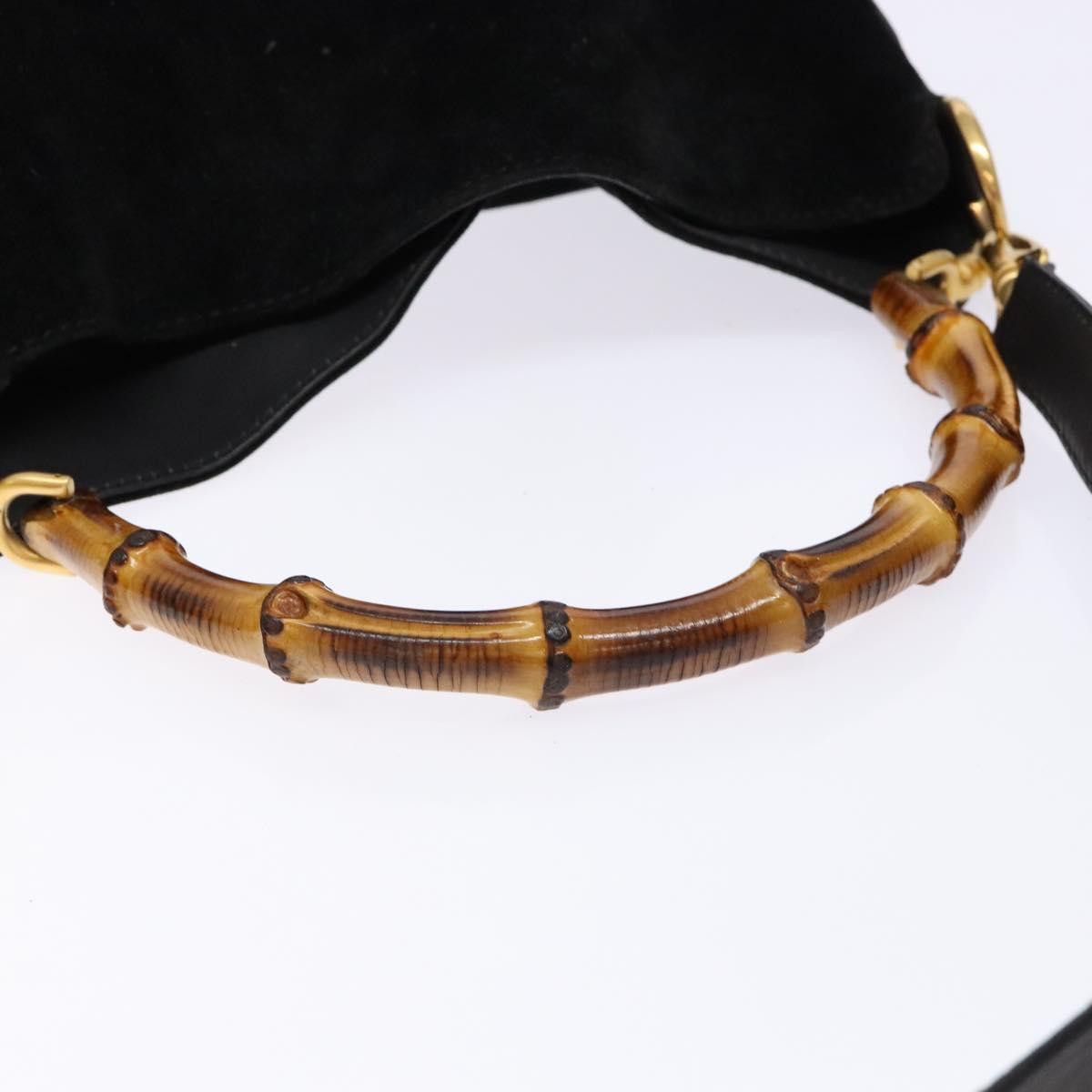 Gucci GUCCI Bamboo Shoulder Bag Suede Black Gold 001 3754 001 3754 Size ONE SIZE - 7 Thumbnail