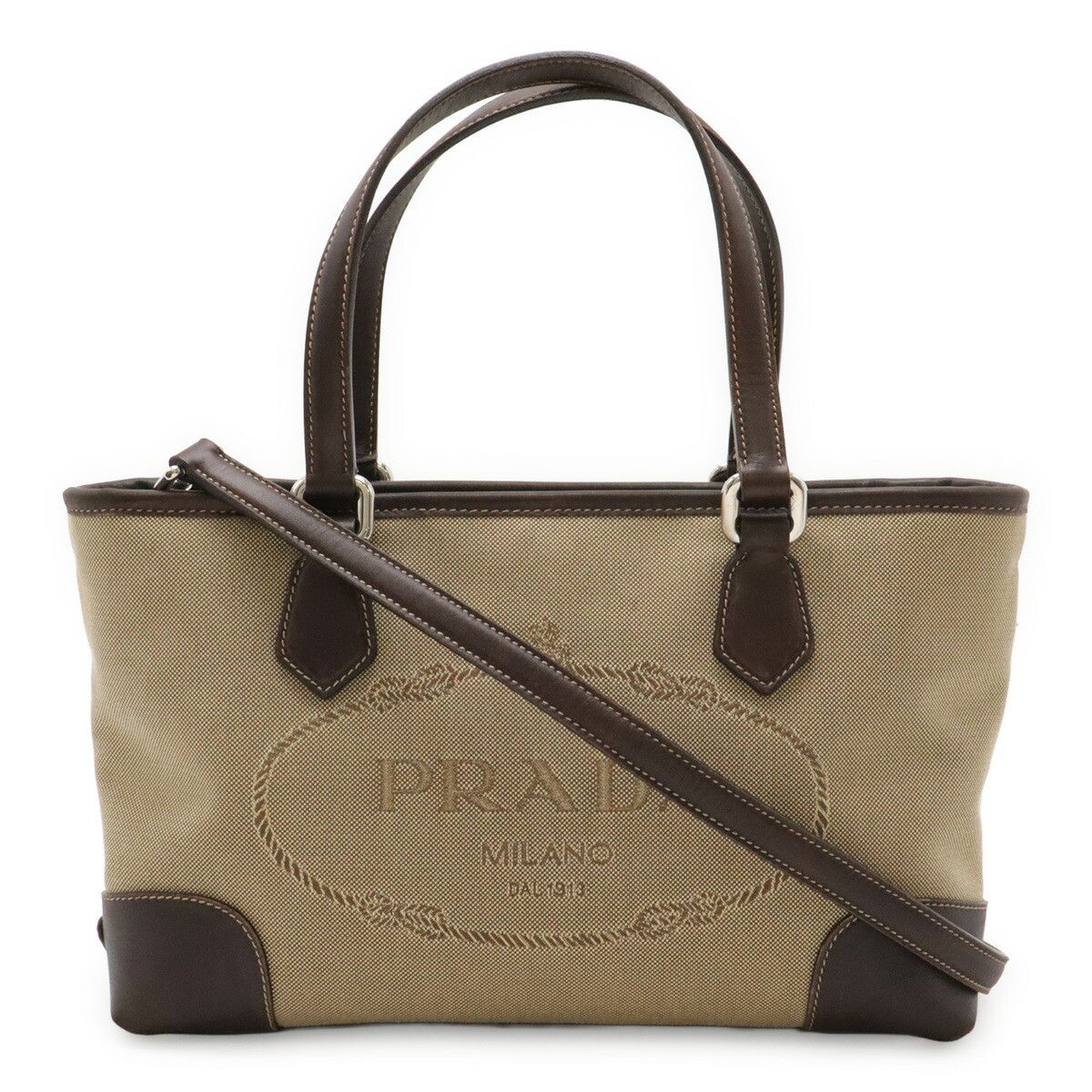 Prada Prada Prada Logo Jacquard Canvas Leather 2way Bag Textile Handbag BN1159 DUTY FREE for USA Size ONE SIZE - 1 Thumbnail