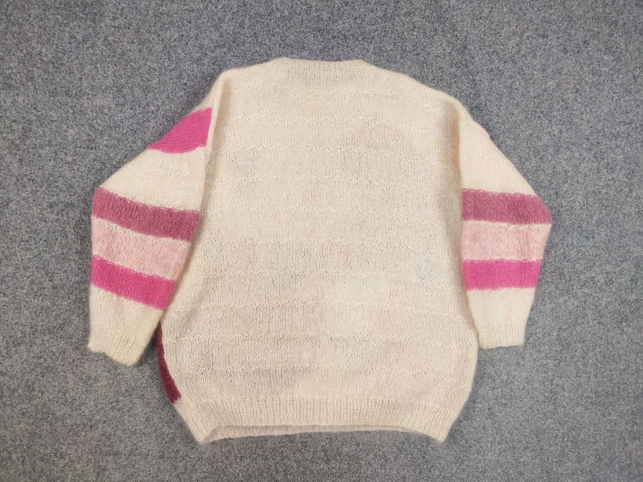 Japanese Brand Vintage 80's Hand knitted Design Mohair Pink Beige Sweater Size XL / US 12-14 / IT 48-50 - 14 Thumbnail