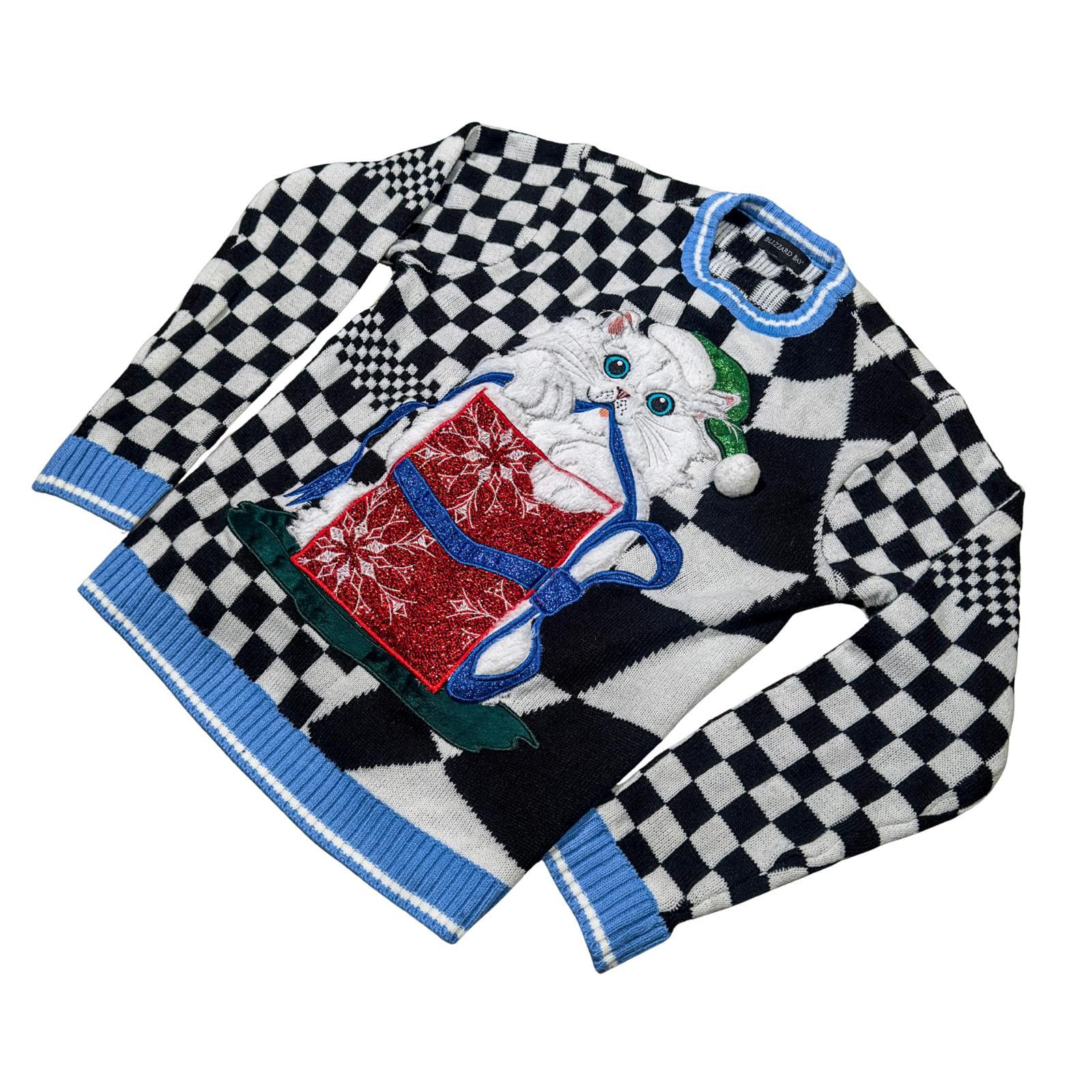 Other Blizzard Bay Cat Gift Box Holiday Sweater Black Checkered M Size M / US 6-8 / IT 42-44 - 1 Thumbnail
