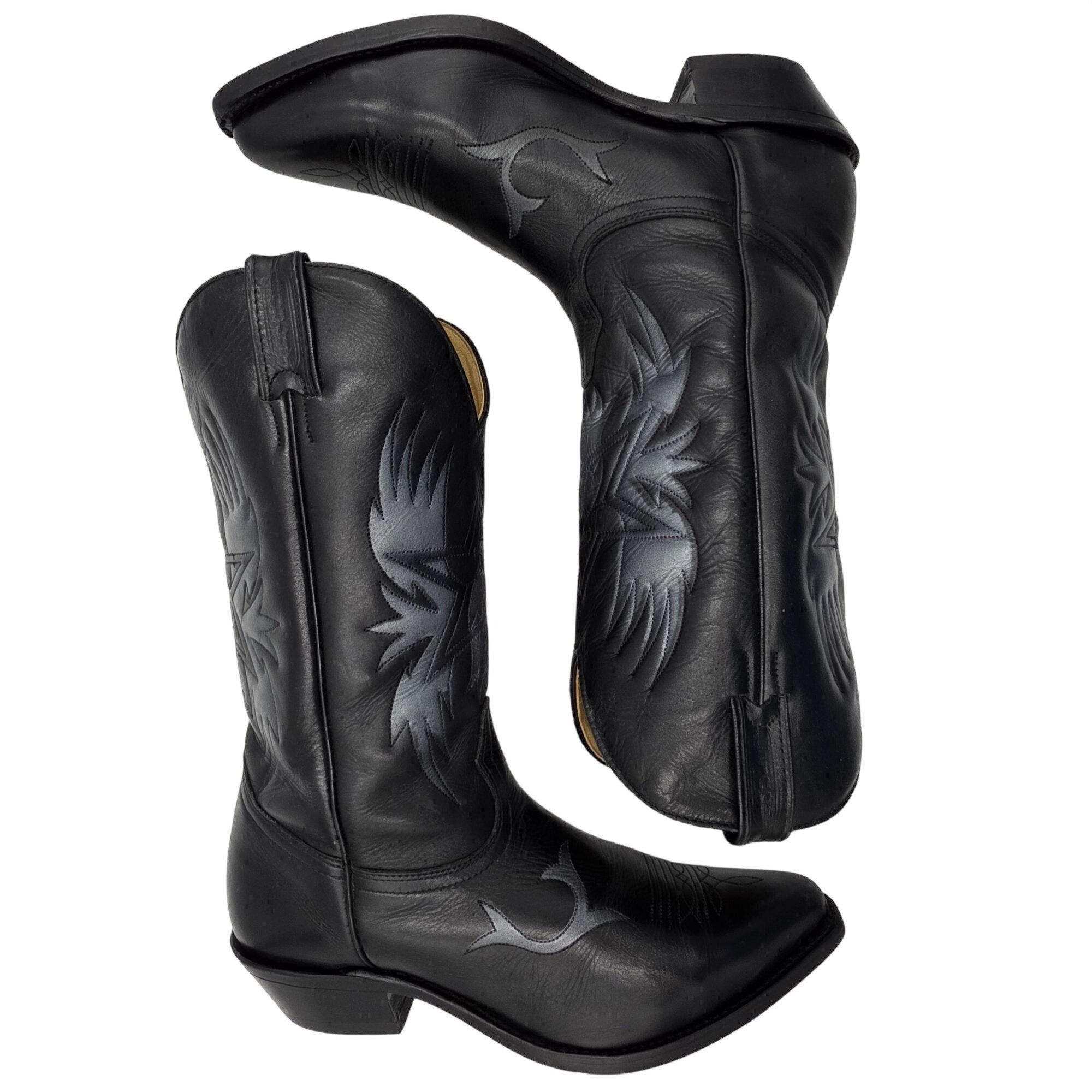 Boulet Boulet Mens Size 9.5EE Wide Black Silver Leather Cowboy West Size US 9.5 / EU 42-43 - 9 Thumbnail