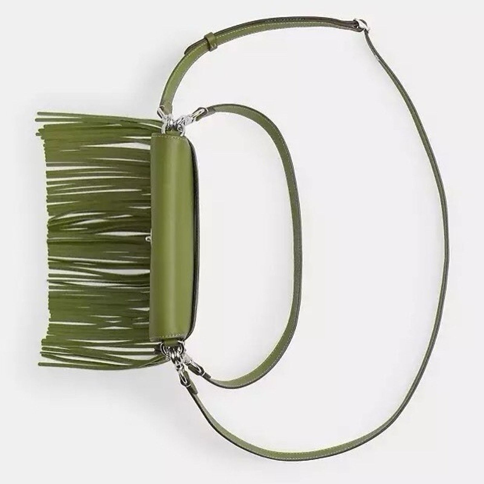 Coach NWT Coach 1964 Fringe Bag Dark Lime Leather CU033 Size ONE SIZE - 13 Thumbnail