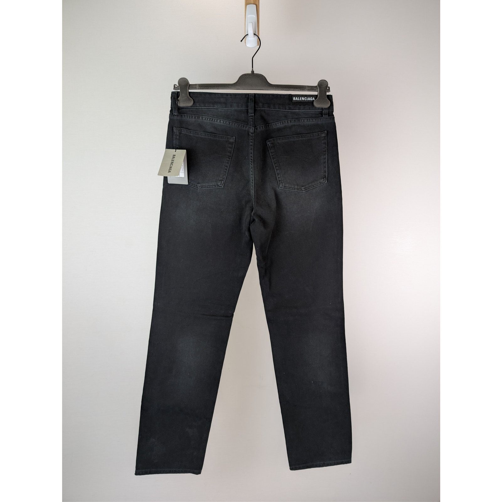 Balenciaga o1rshd1 CCRAB Soft Black Left Hand Denim Jeans Pants Size US 33 - 10 Thumbnail