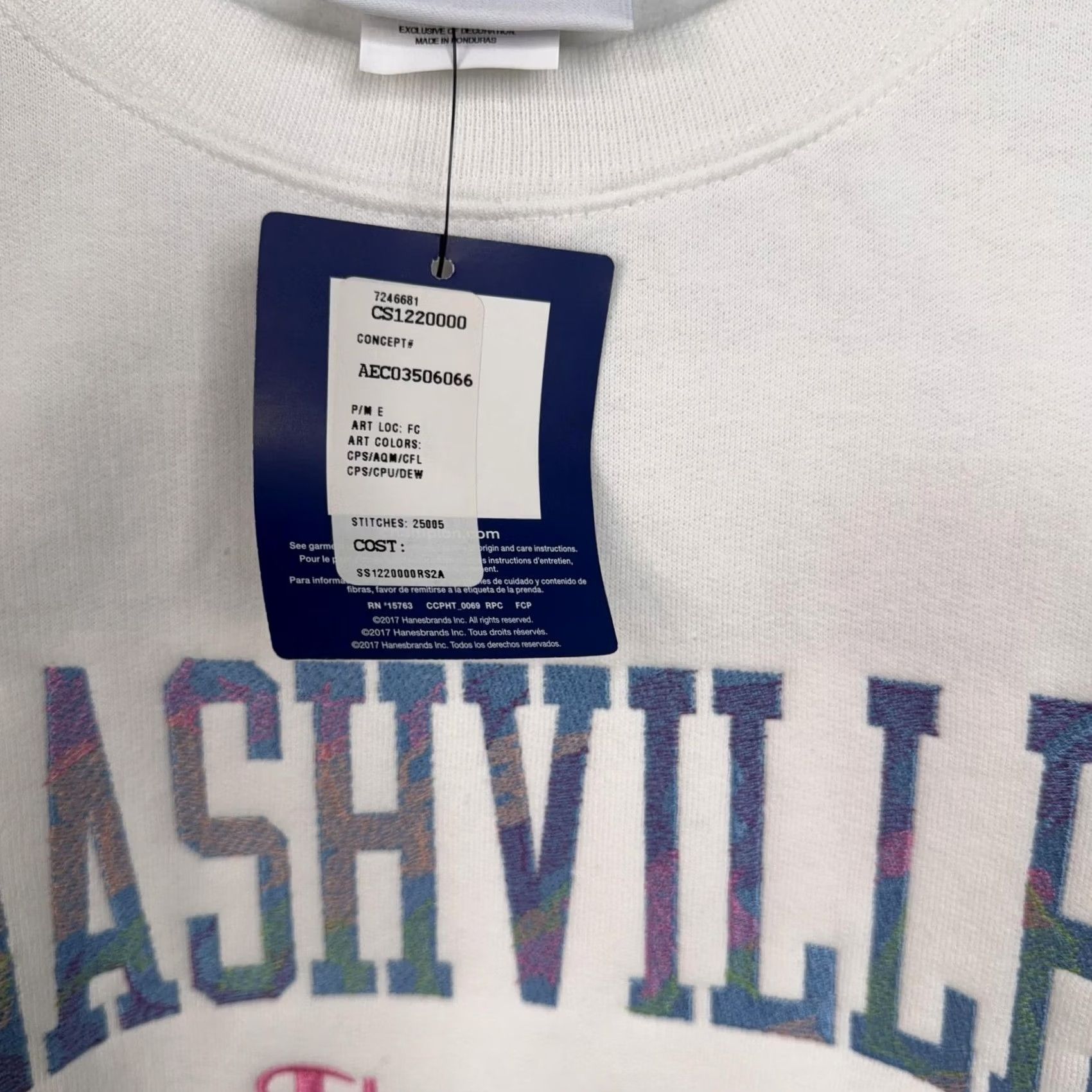 Champion Nashville Sweatshirt Adult Small White Fleece Destination Crewneck City Champion Size US S / EU 44-46 / 1 - 3 Thumbnail