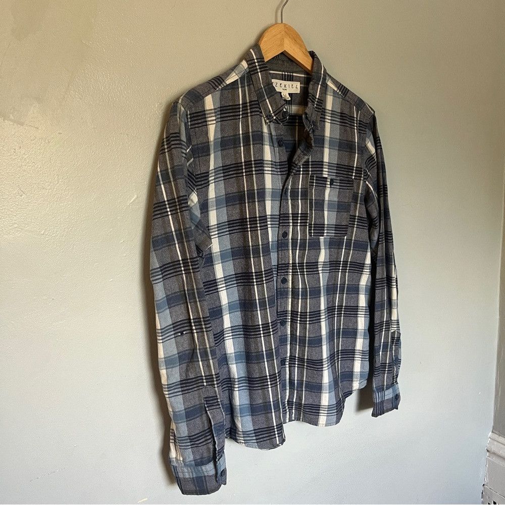 The Unbranded Brand Ezekiel Flannel Shirt Men’s Blue Long Sleeve Pocket Medium Size US S / EU 44-46 / 1 - 3 Thumbnail