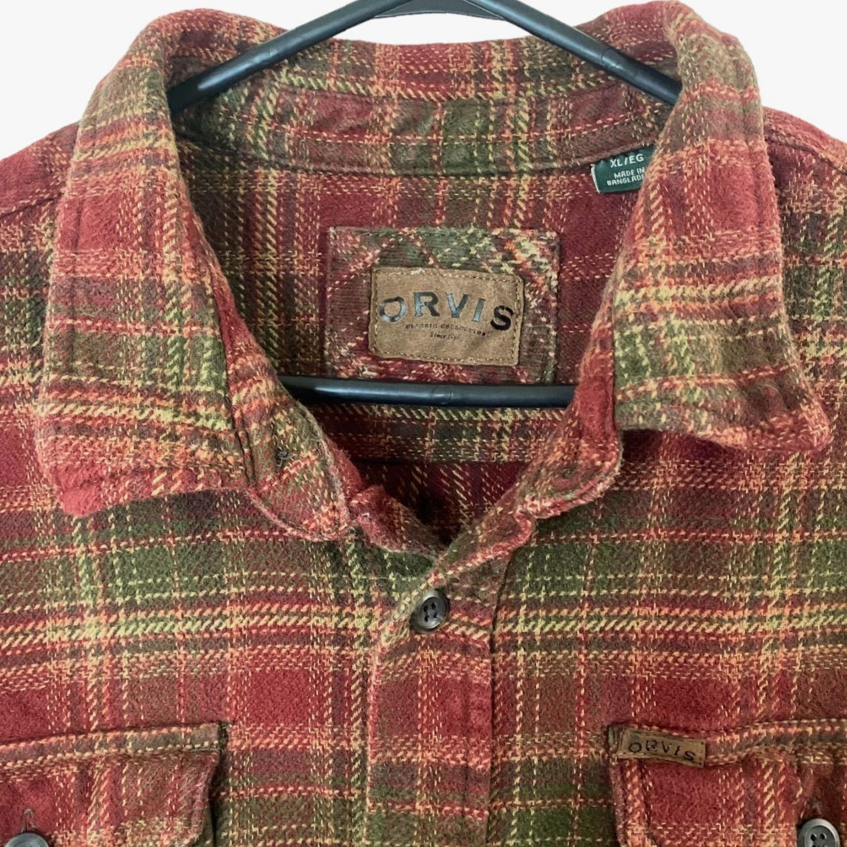 Orvis VINTAGE Orvis Big Bear Heavyweight Button-Up Flannel Shirt Mens XL Red & Green Plaid Size US XL / EU 56 / 4 - 5 Thumbnail