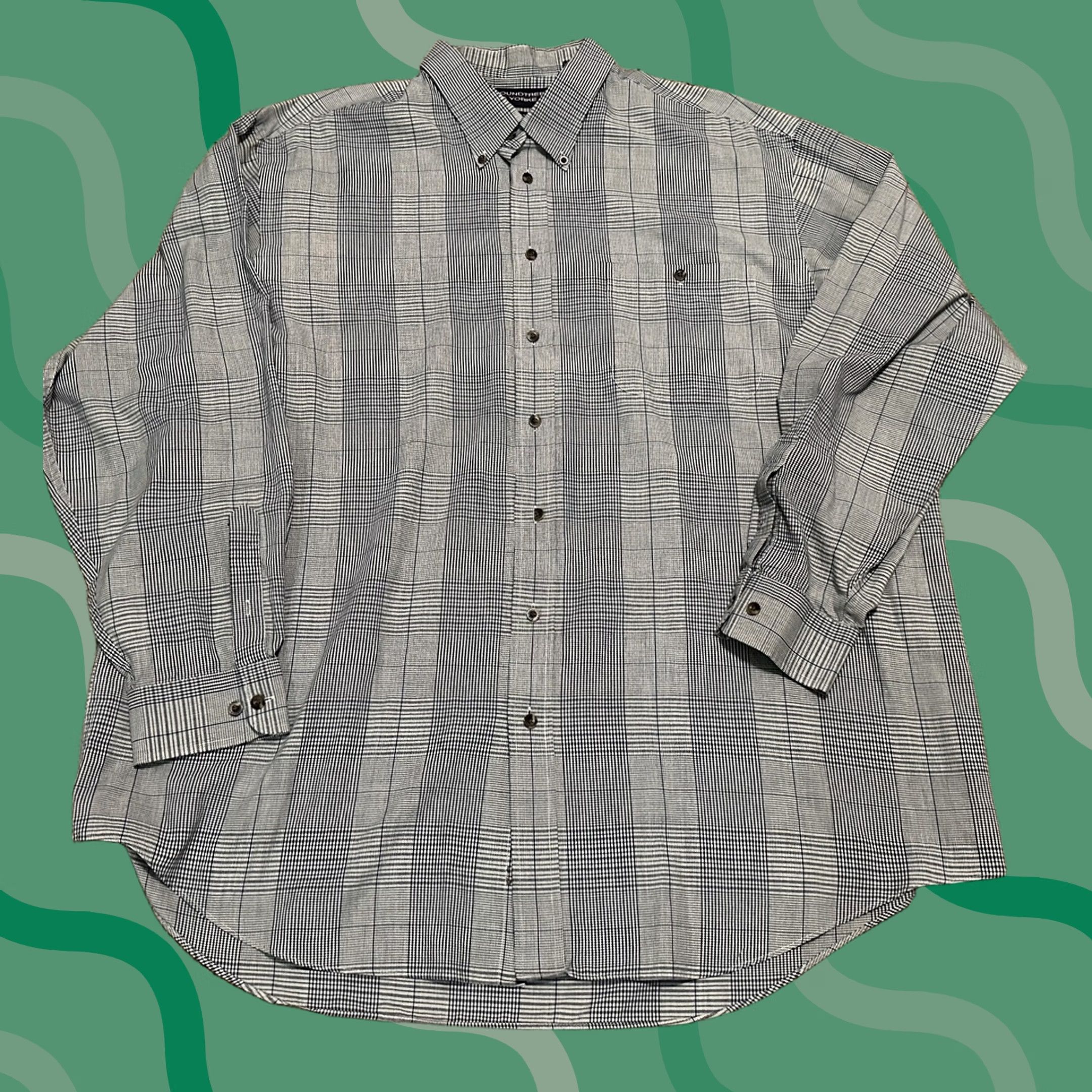 Roundtree & Yorke Roundtree & Yorke Mens 3XLT Plaid Button Up Collared Long Sleeve Casual Shirt Size US XXL / EU 58 / 5 - 1 Thumbnail