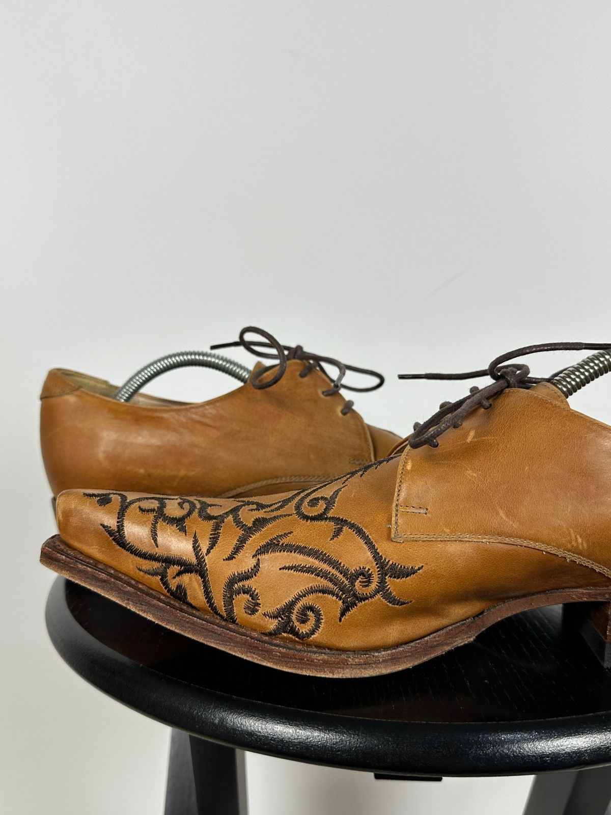 Sendra 7650 Sendra Brown Leather Embroidered Western Derby Shoes Size US 7 / EU 40 - 20 Thumbnail