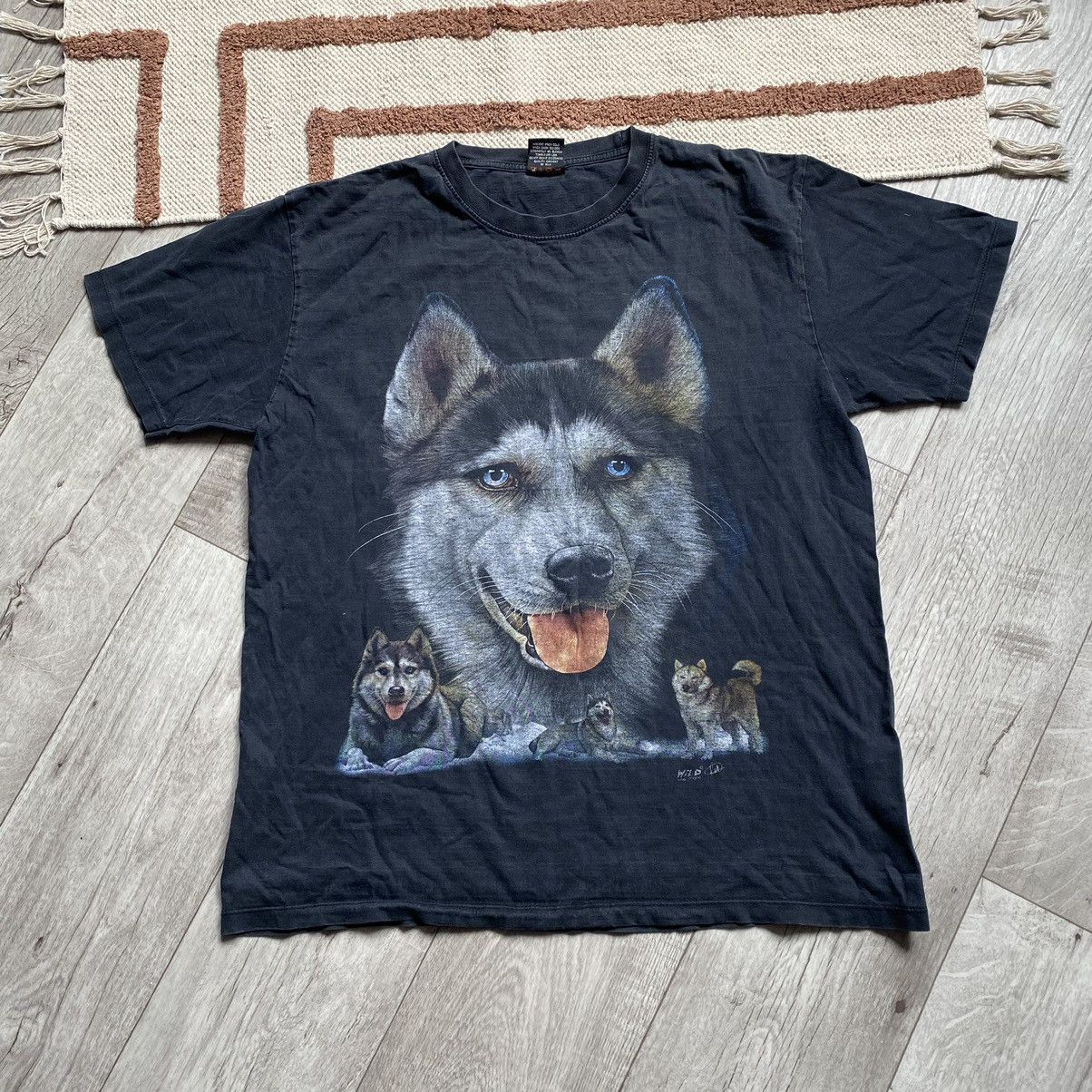 Vintage VINTAGE WILD HUSKY DOG FADED T SHIRT Size US XL / EU 56 / 4 - 1 Thumbnail