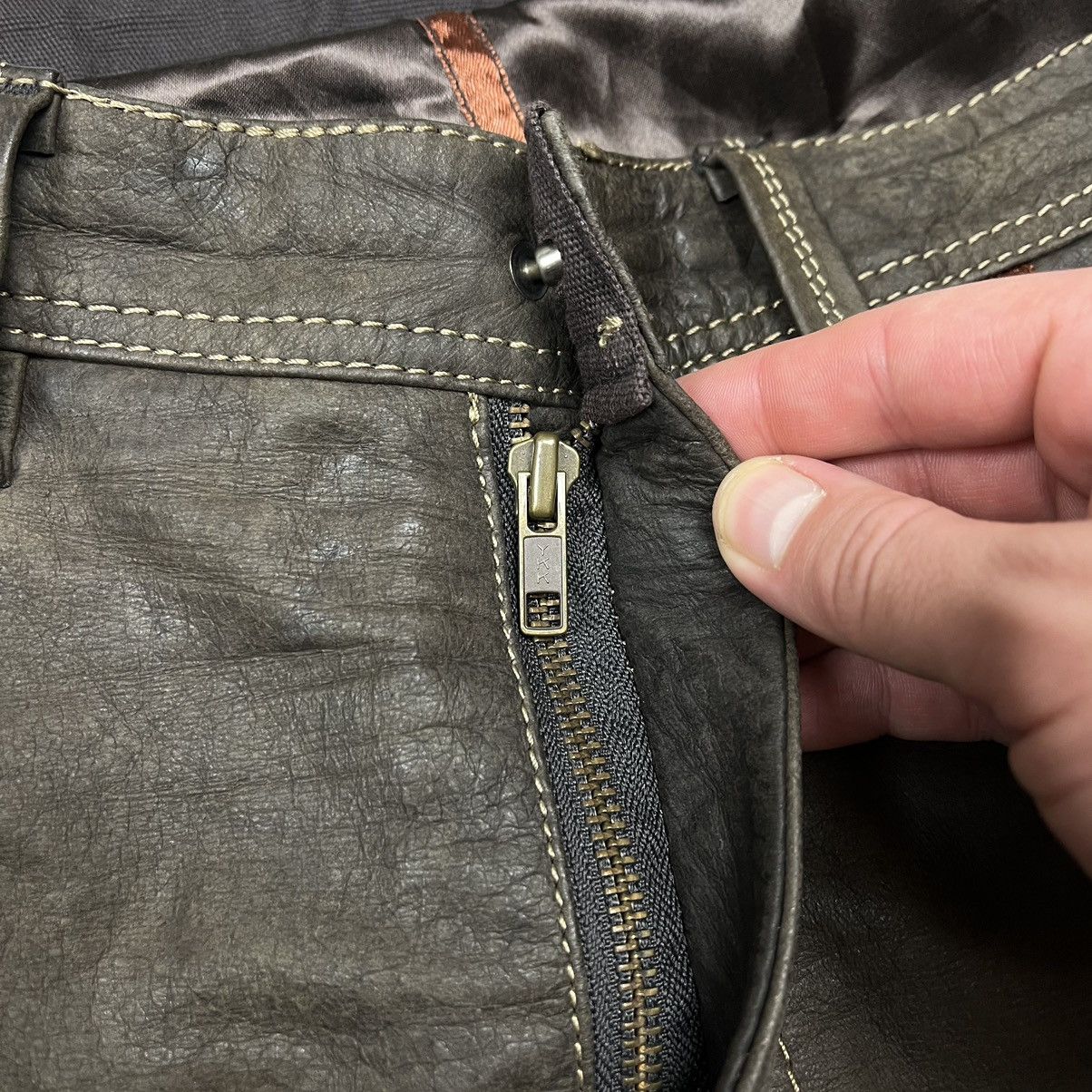 Genuine Leather × Leather Vintage Spirit Motors y2k leather pants Size US 37 - 3 Thumbnail