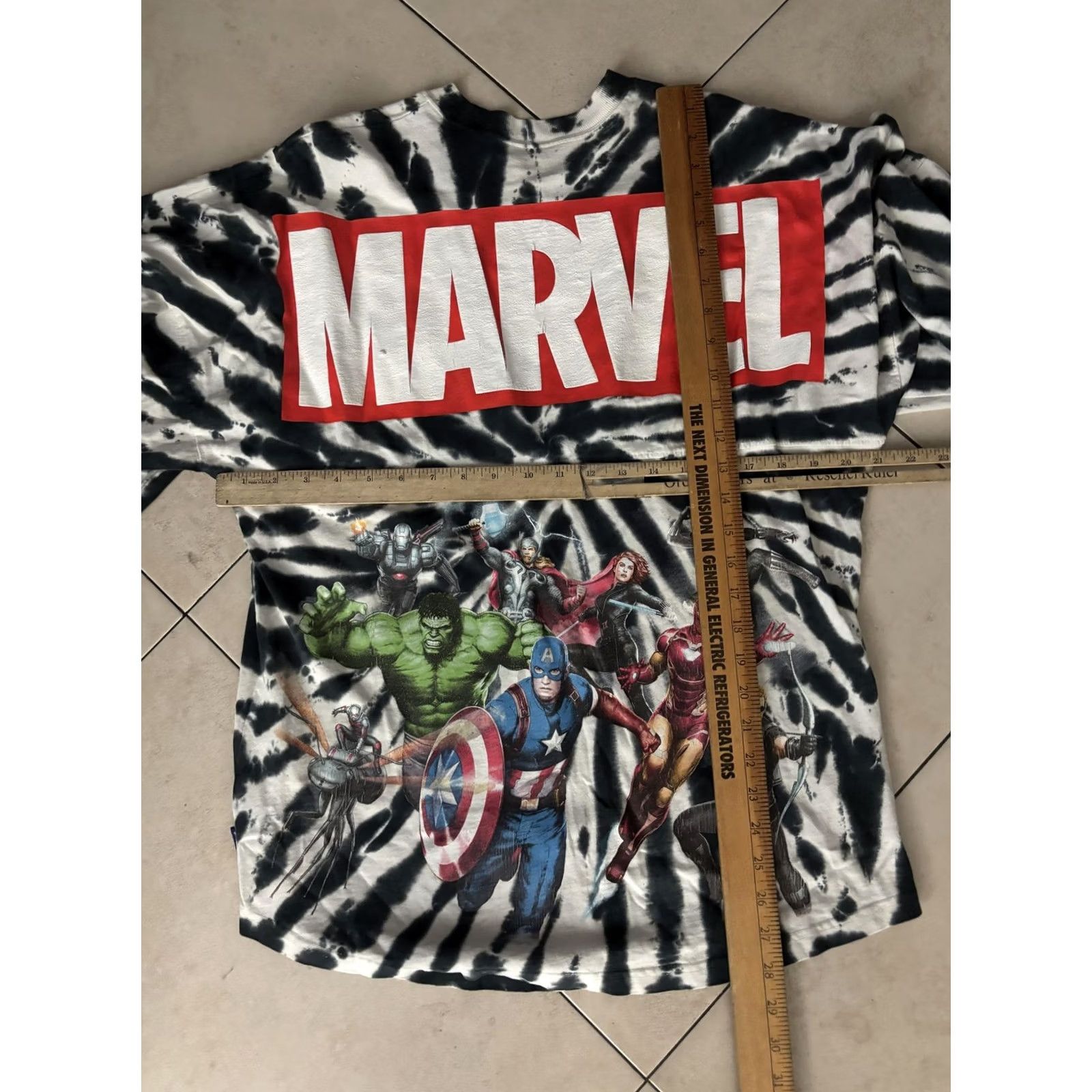 Vintage Marvel Shirt Mens Large Black White Tie Dye Avengers Long Sleeve Graphic T-Shirt Size US L / EU 52-54 / 3 - 5 Thumbnail