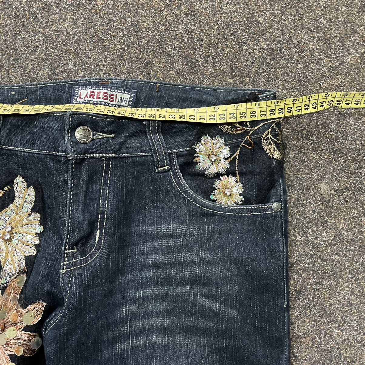 Vintage Vintage Y2K Floral Baggy Flared Jeans Wide Leg Skate 90s Size 30" / US 8 / IT 44 - 6 Thumbnail