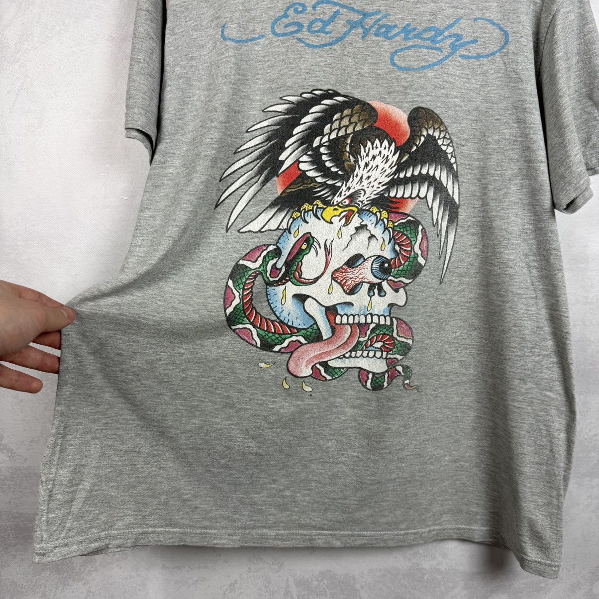 Christian Audigier × Ed Hardy × Vintage Vintage Ed Hardy By Christian Audigier Skull Eagle T-Shirt Size US L / EU 52-54 / 3 - 8 Thumbnail