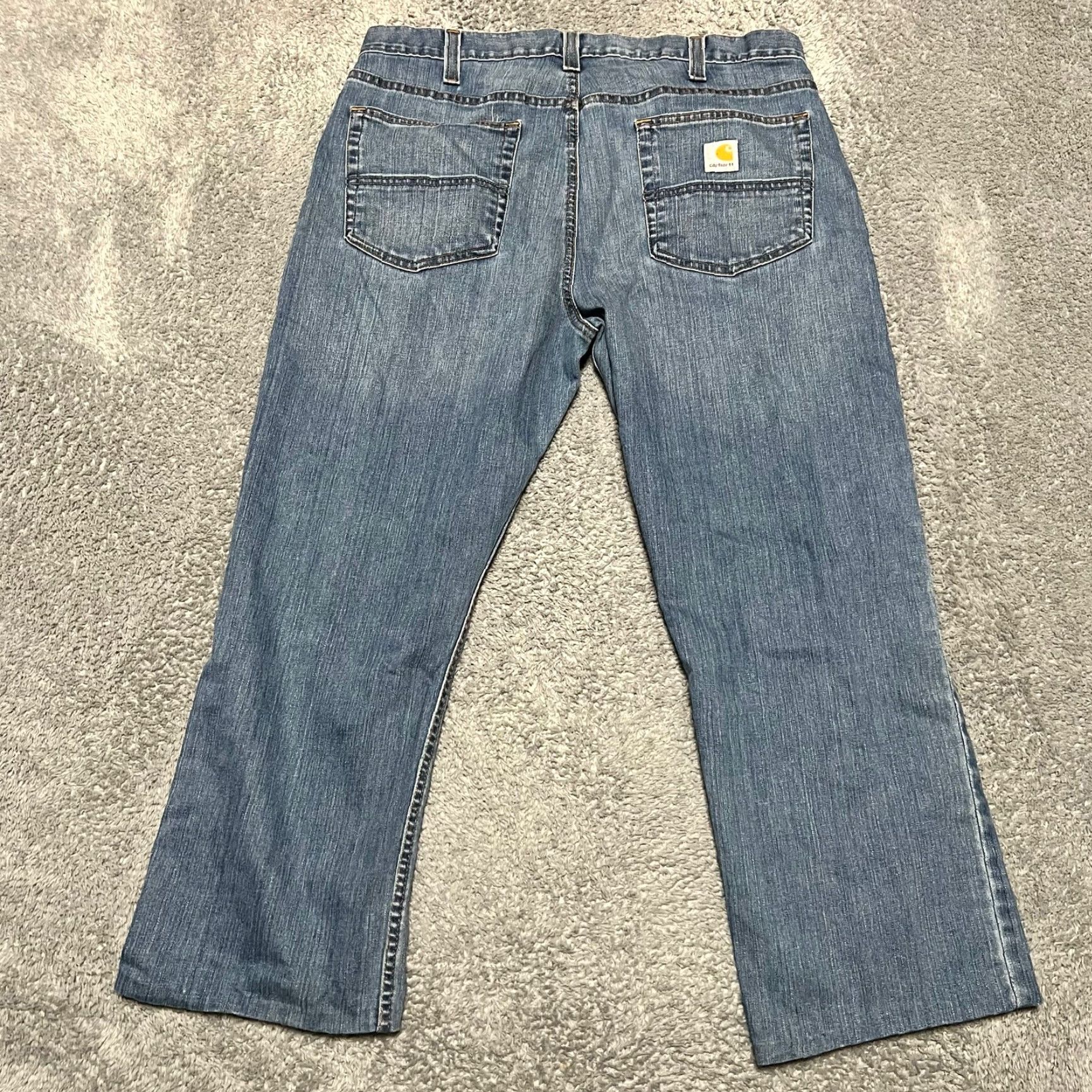 Carhartt Carhartt Jeans Mens 36 Short Blue Denim Relaxed Hemmed 25 Inseam Straight Mens Blue Jeans Size US 36 / EU 52 - 2 Thumbnail
