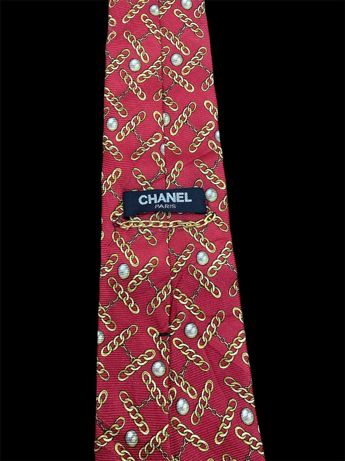 Chanel CHANEL GOLD CHAIN DESIGN SILK TIE Size ONE SIZE - 2 Thumbnail