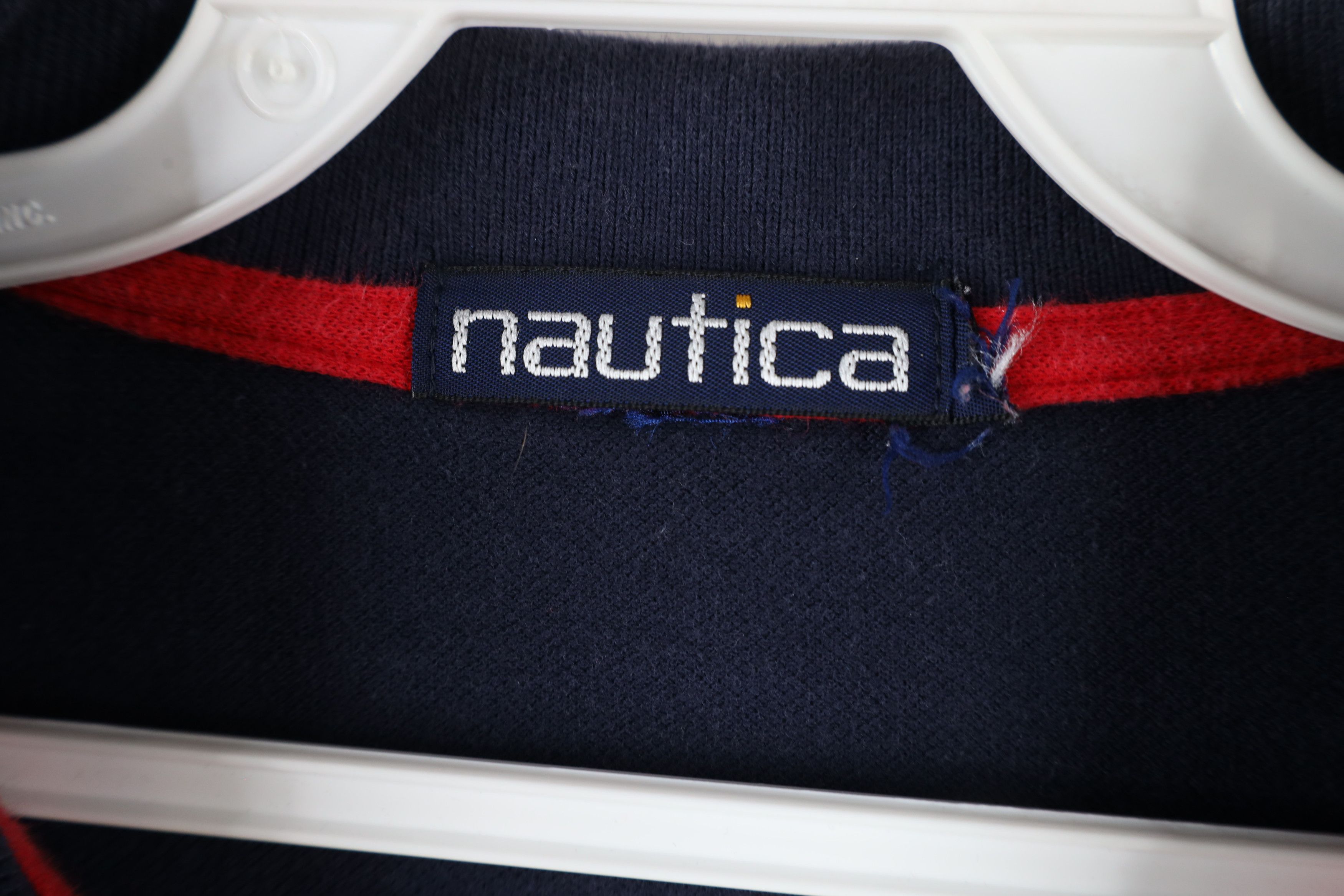 Nautica × Vintage Vintage 90s Nautica Long Sleeve Rugby Polo Shirt Blue Size US L / EU 52-54 / 3 - 9 Thumbnail