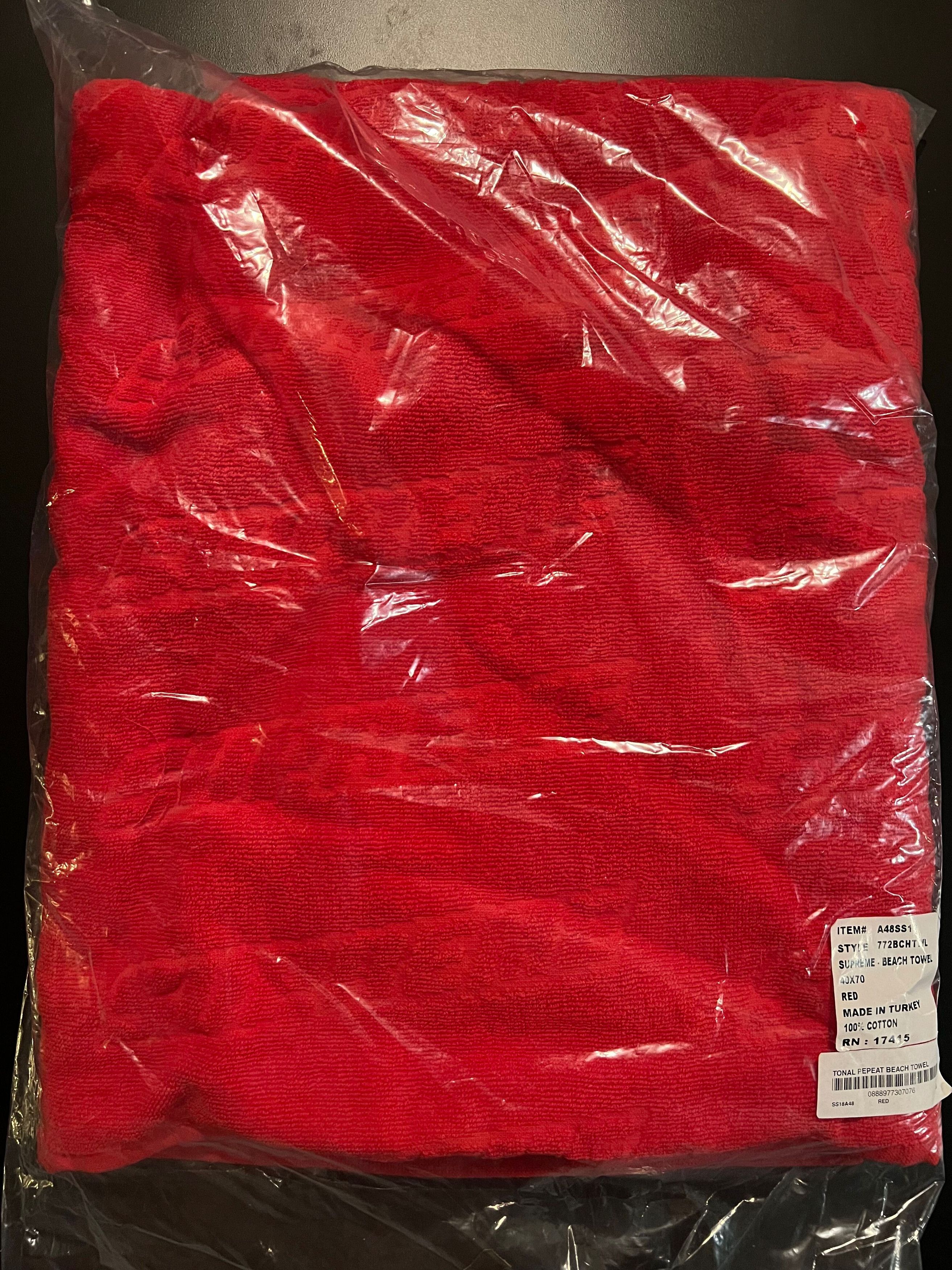 Supreme Red Tonal Repeat Beach Towel