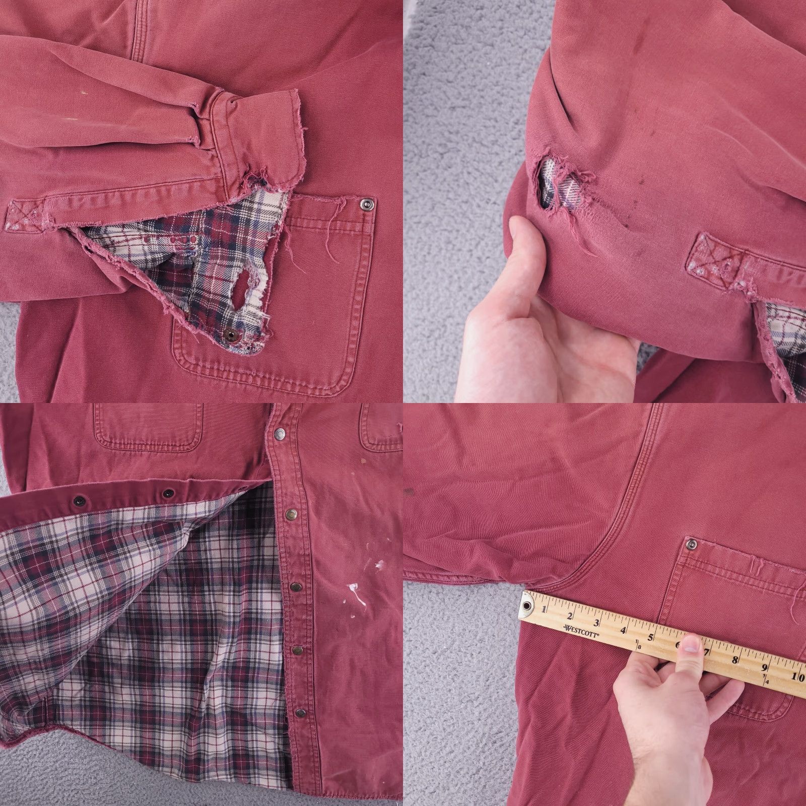 Vintage VINTAGE RedHead Coat Mens 2XLT Red Chore Work Flannel Distressed Grunge Overcoat Tall Size US XXL / EU 58 / 5 - 8 Thumbnail