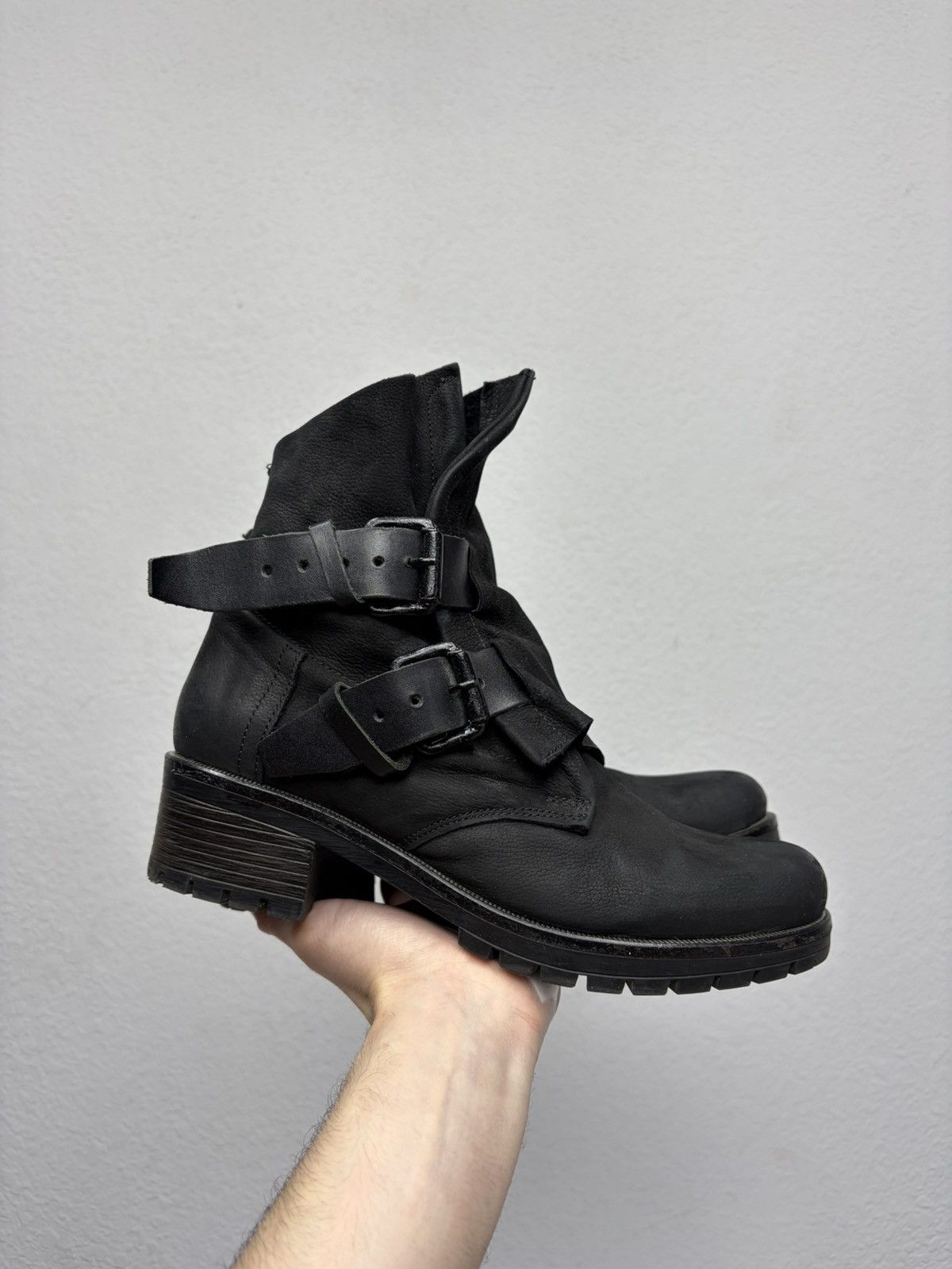 A.S.98 Vintage Like Maison Margiela Belted Leather Biker Boots 00s Size US 8 / EU 41 - 2 Thumbnail