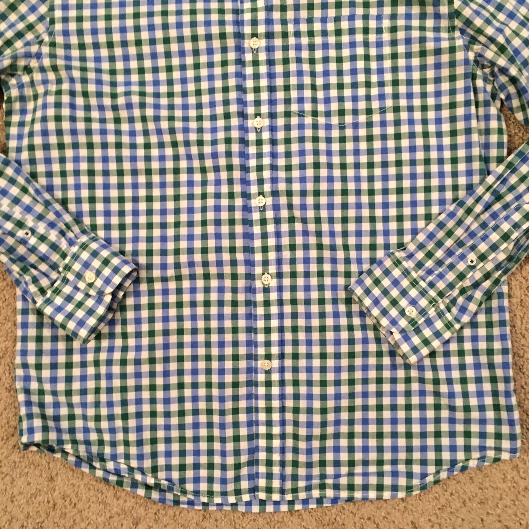 Old Navy Old Navy Shirt Men’s Large Slim Blue Green Check Long Sleeve Button Up Size US L / EU 52-54 / 3 - 4 Thumbnail